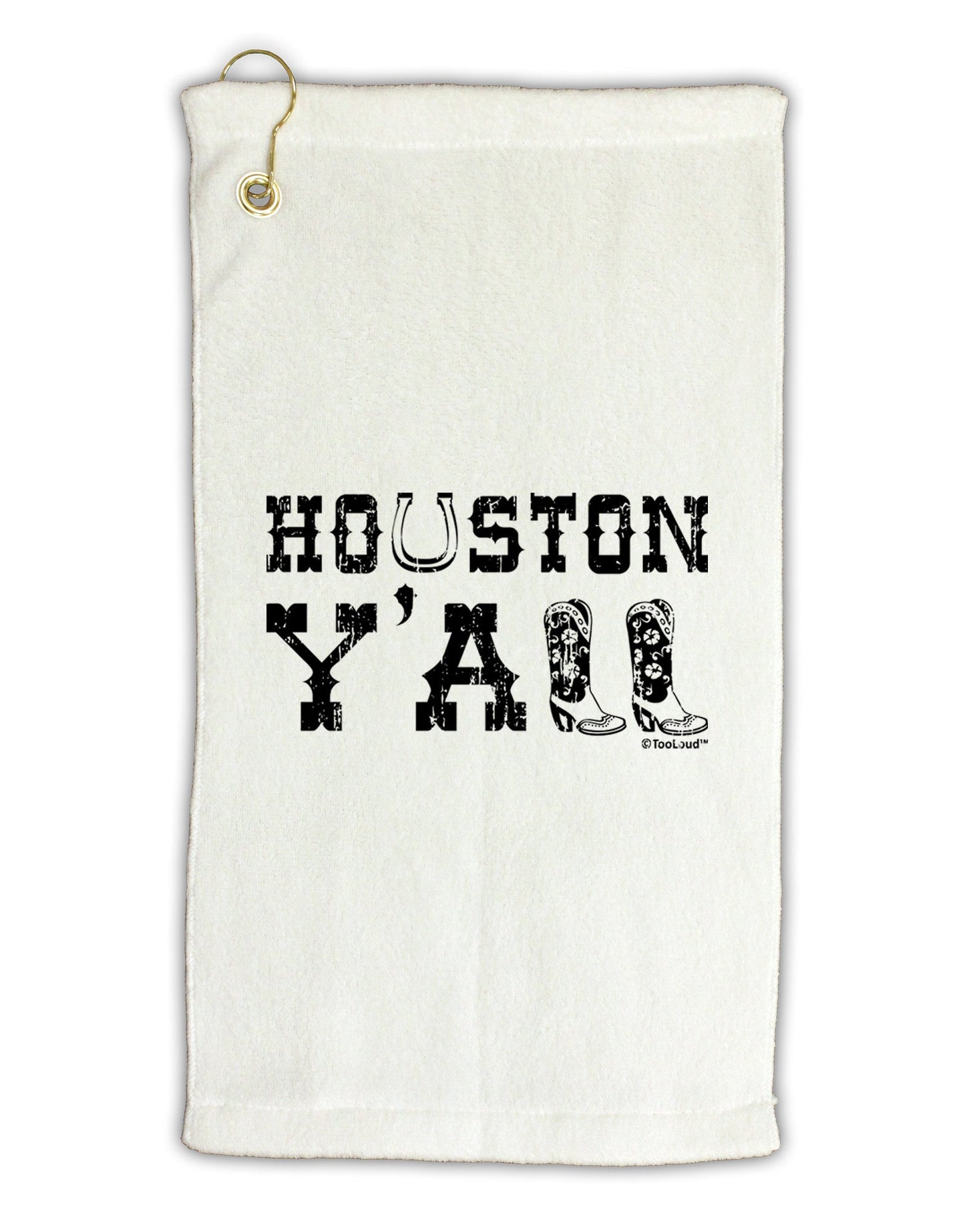 Houston Y'all - Boots - Texas Pride Micro Terry Gromet Golf Towel 16 x 25 inch by TooLoud-Golf Towel-TooLoud-White-Davson Sales