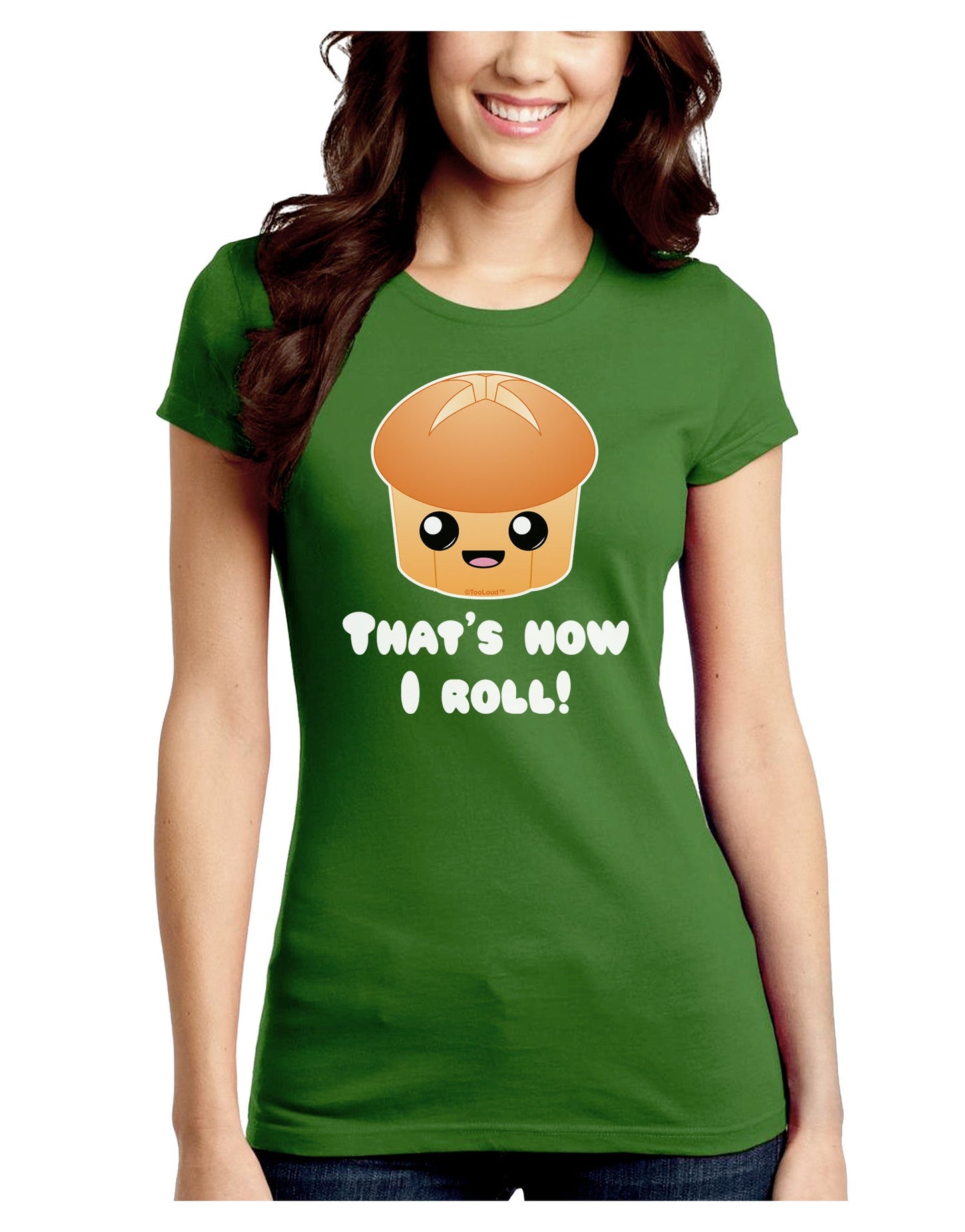 How I Roll Cute Roll Juniors Crew Dark T-Shirt-T-Shirts Juniors Tops-TooLoud-Kiwi-Green-Juniors Fitted Small-Davson Sales