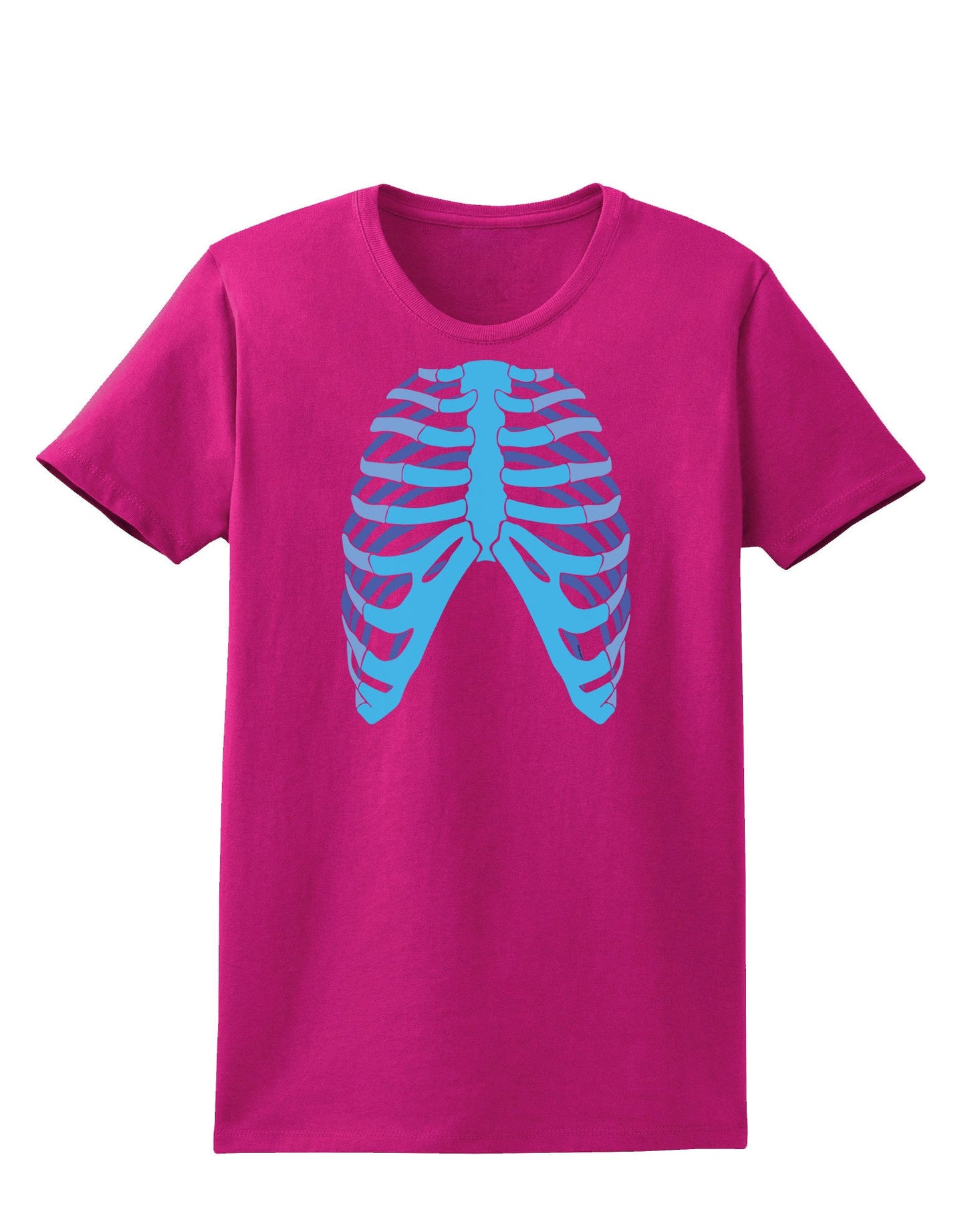 Human Blue Skeleton Bones Ribcage Womens Dark T-Shirt-TooLoud-Hot-Pink-Small-Davson Sales