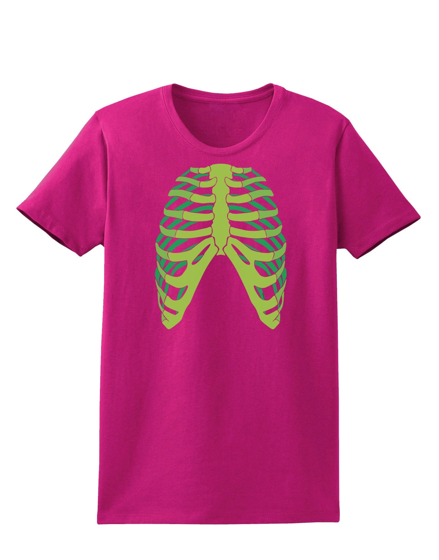 Human Green Skeleton Bones Ribcage Womens Dark T-Shirt-TooLoud-Hot-Pink-Small-Davson Sales
