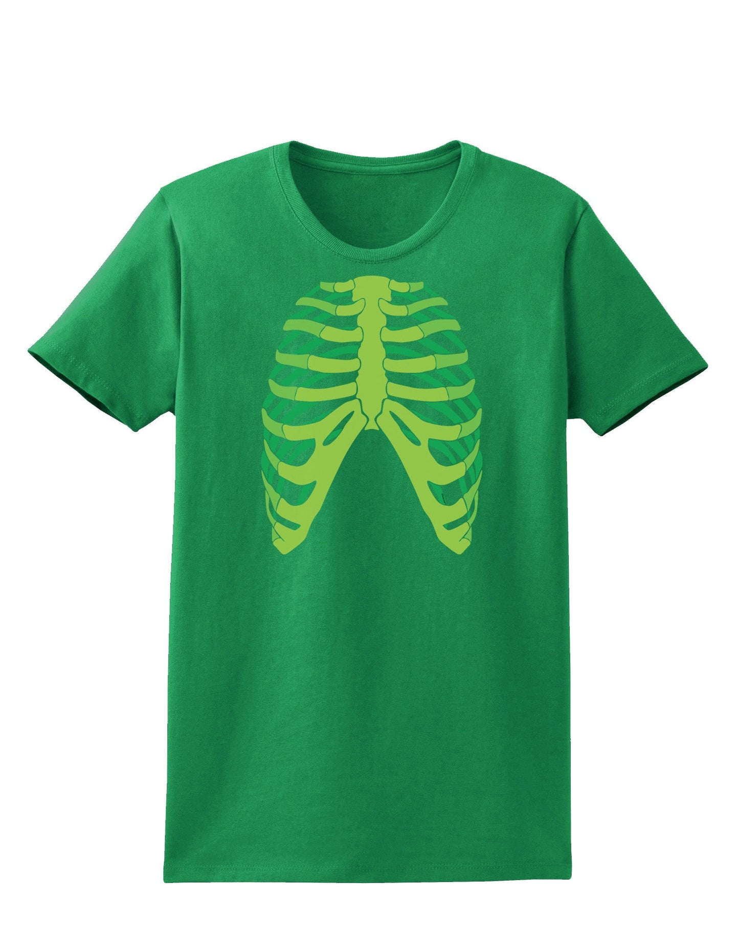 Human Green Skeleton Bones Ribcage Womens Dark T-Shirt-TooLoud-Kelly-Green-X-Small-Davson Sales