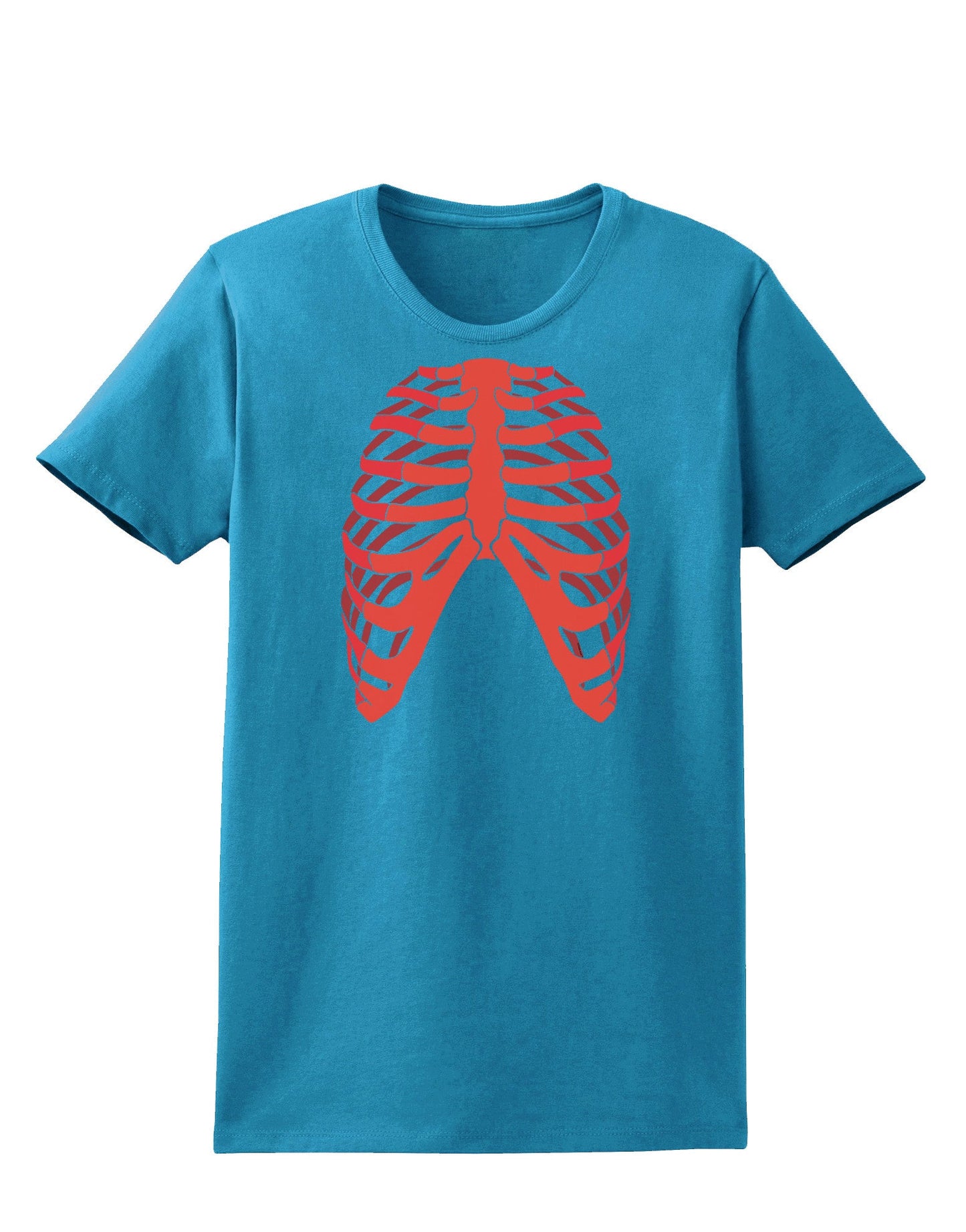 Human Red Skeleton Bones Ribcage Womens Dark T-Shirt-TooLoud-Turquoise-X-Small-Davson Sales