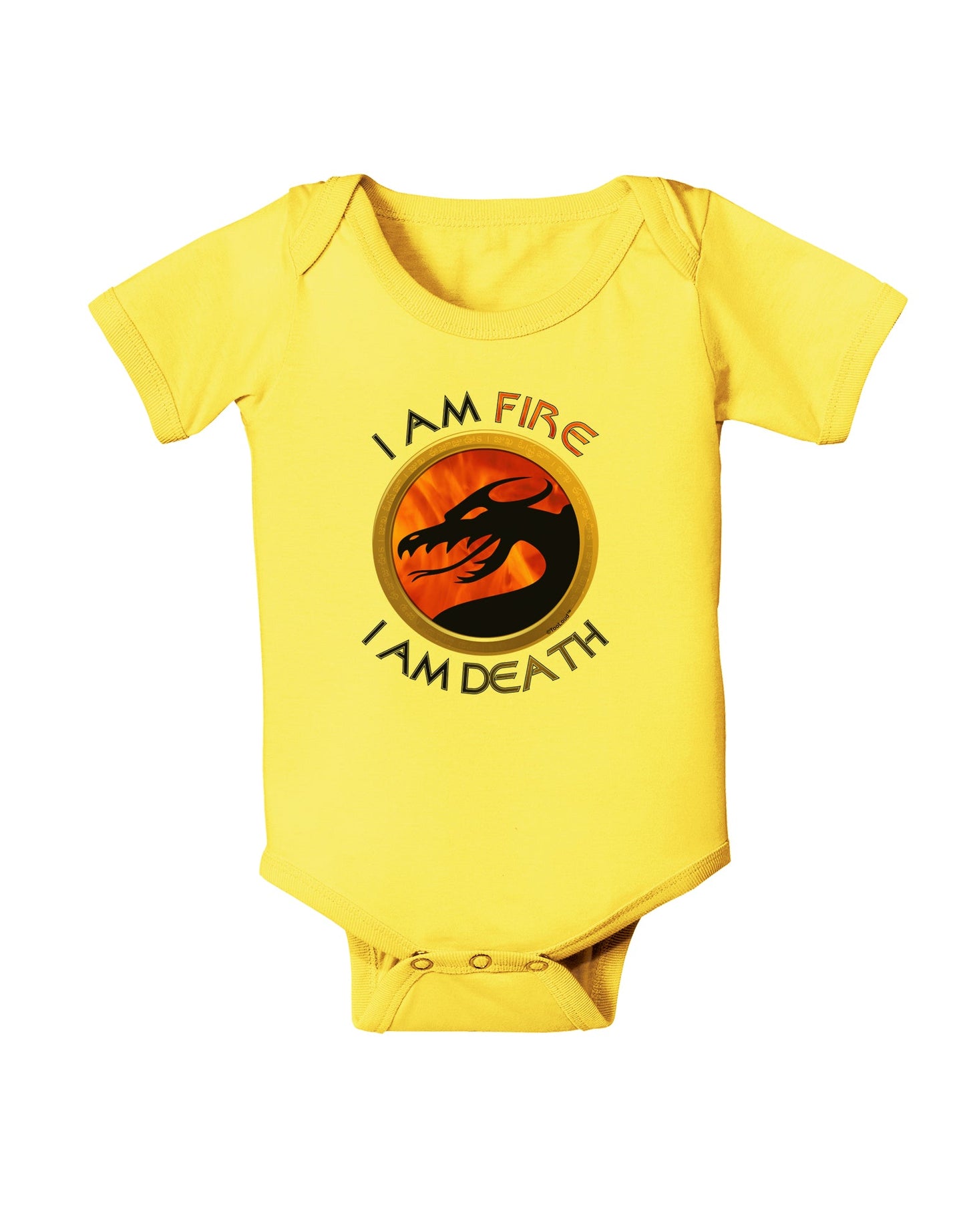 I Am Fire I Am Death Baby Romper Bodysuit by TooLoud-Baby Romper-TooLoud-Yellow-06-Months-Davson Sales