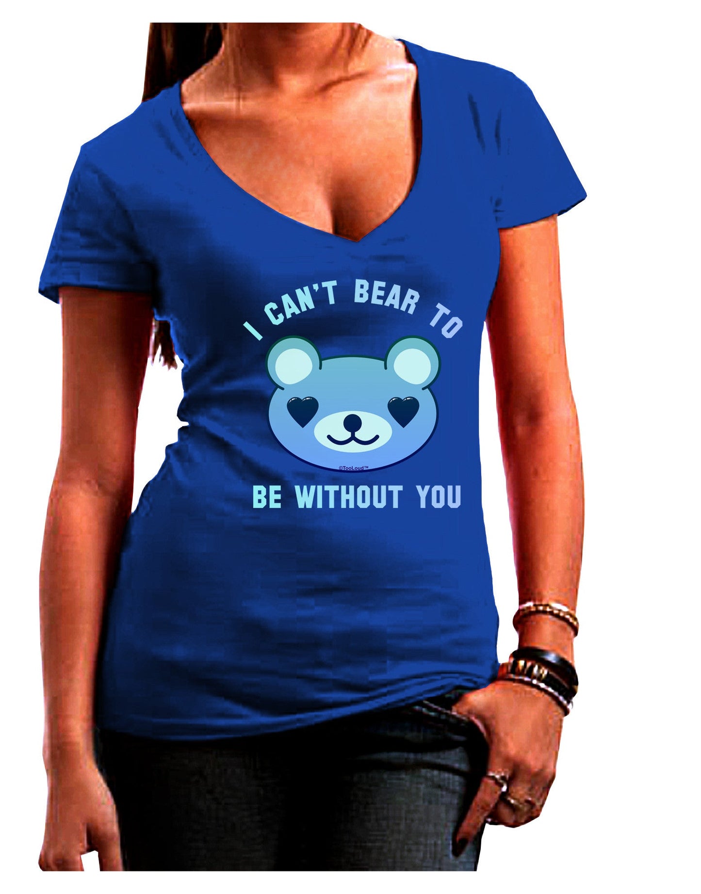 I Can't Bear to be Without You Blue Womens V-Neck Dark T-Shirt-Womens V-Neck T-Shirts-TooLoud-Royal-Blue-Juniors Fitted Small-Davson Sales