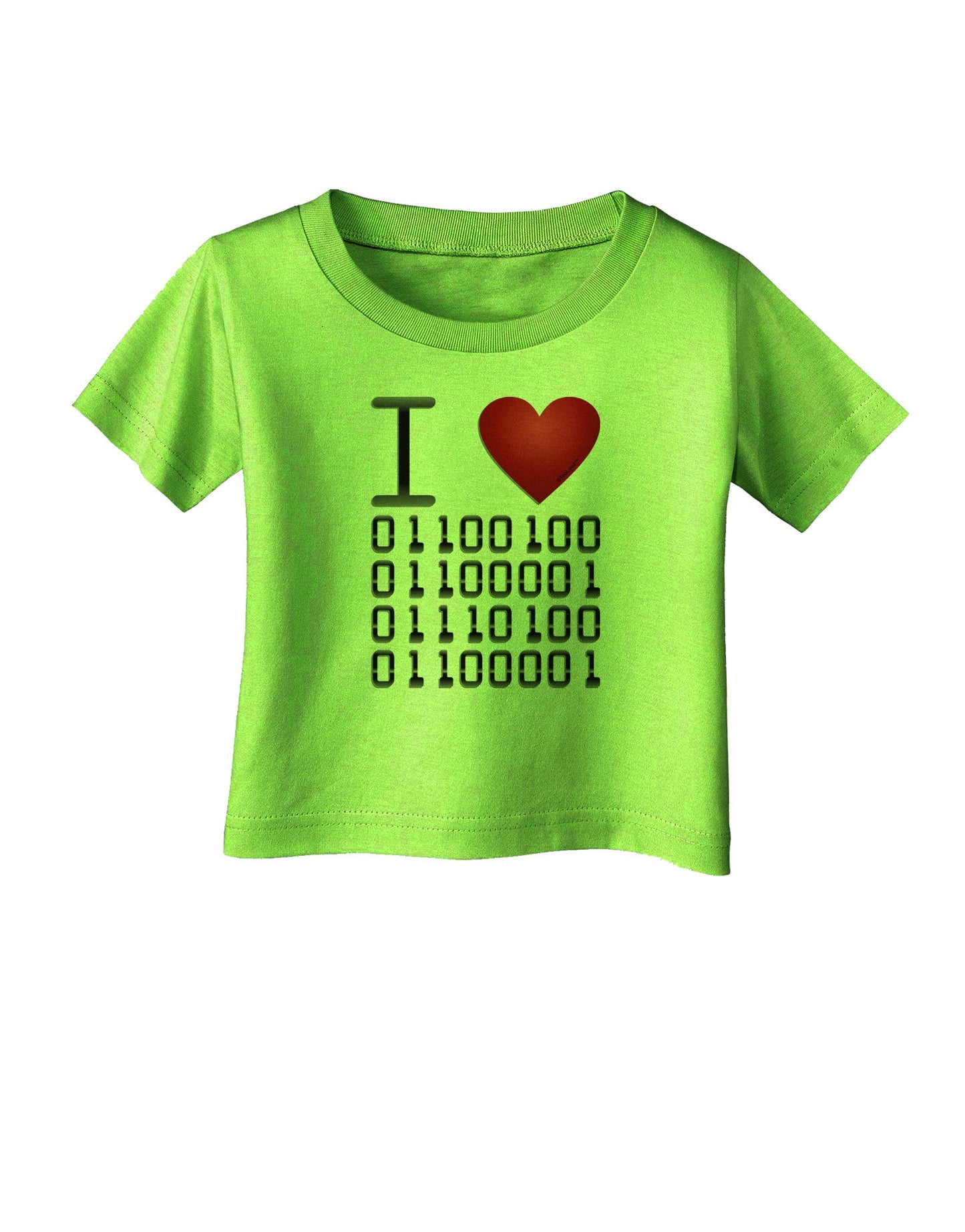 I Heart Binary Data Infant T-Shirt-Infant T-Shirt-TooLoud-Lime-Green-06-Months-Davson Sales