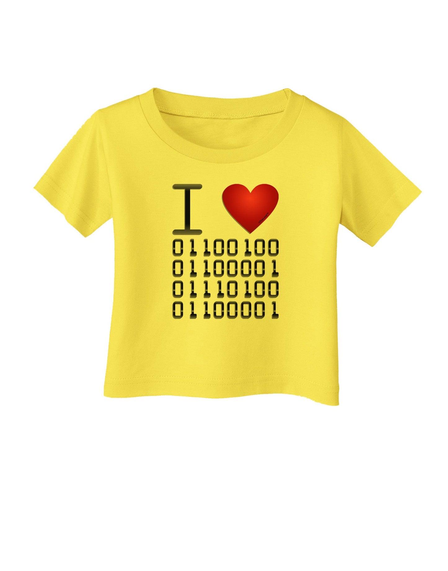 I Heart Binary Data Infant T-Shirt-Infant T-Shirt-TooLoud-Yellow-06-Months-Davson Sales