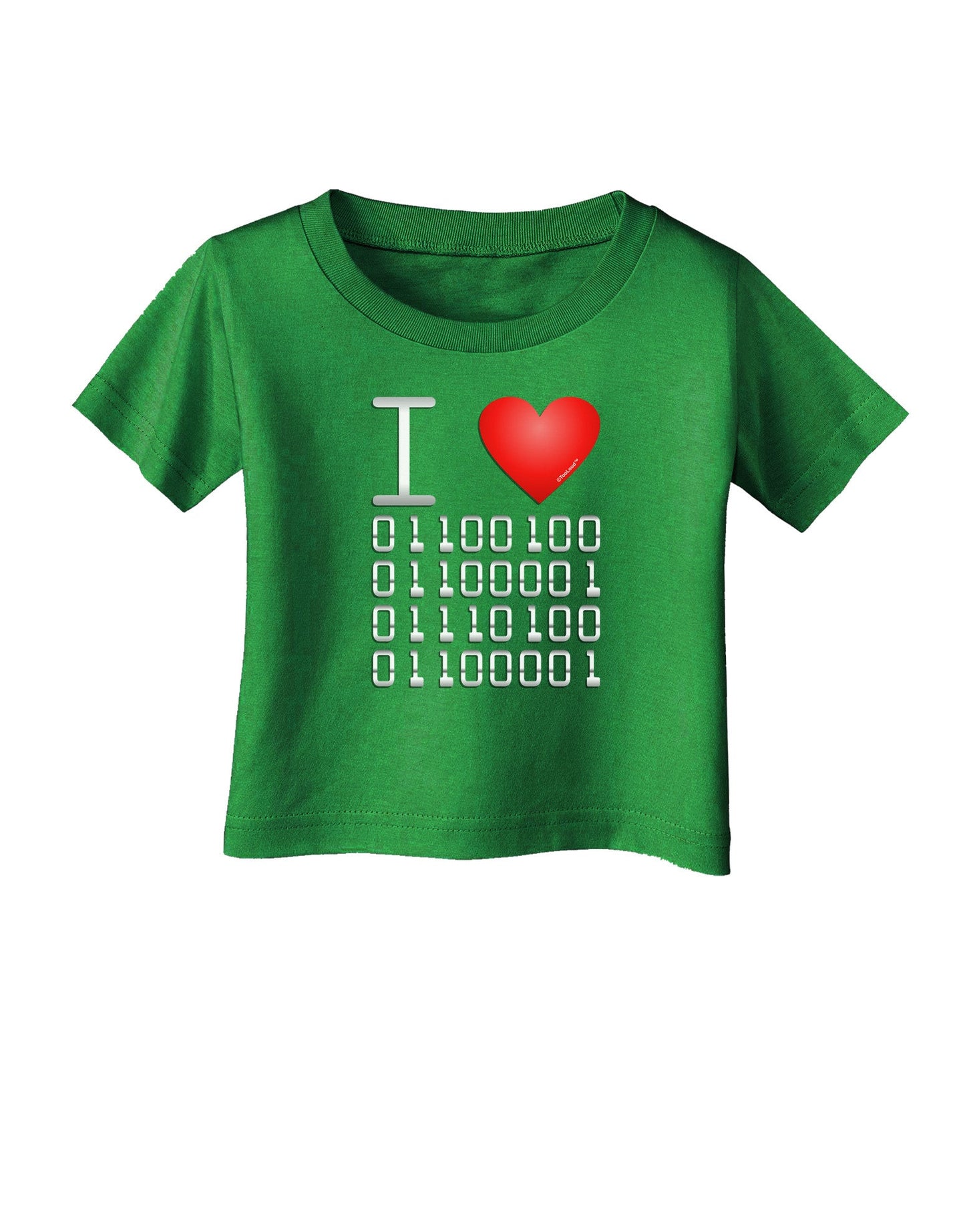 I Heart Binary Data Infant T-Shirt Dark-Infant T-Shirt-TooLoud-Clover-Green-06-Months-Davson Sales