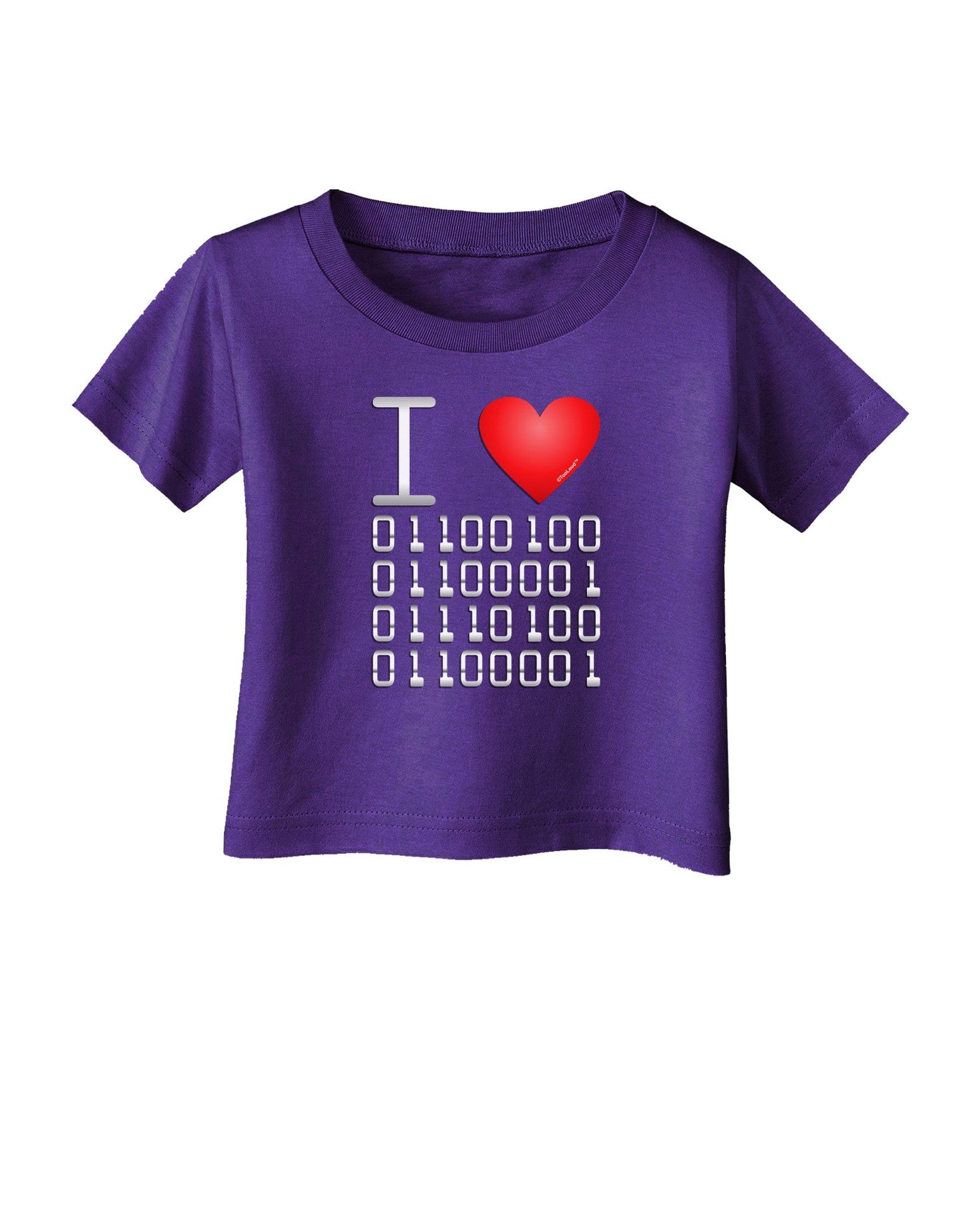 I Heart Binary Data Infant T-Shirt Dark-Infant T-Shirt-TooLoud-Purple-06-Months-Davson Sales
