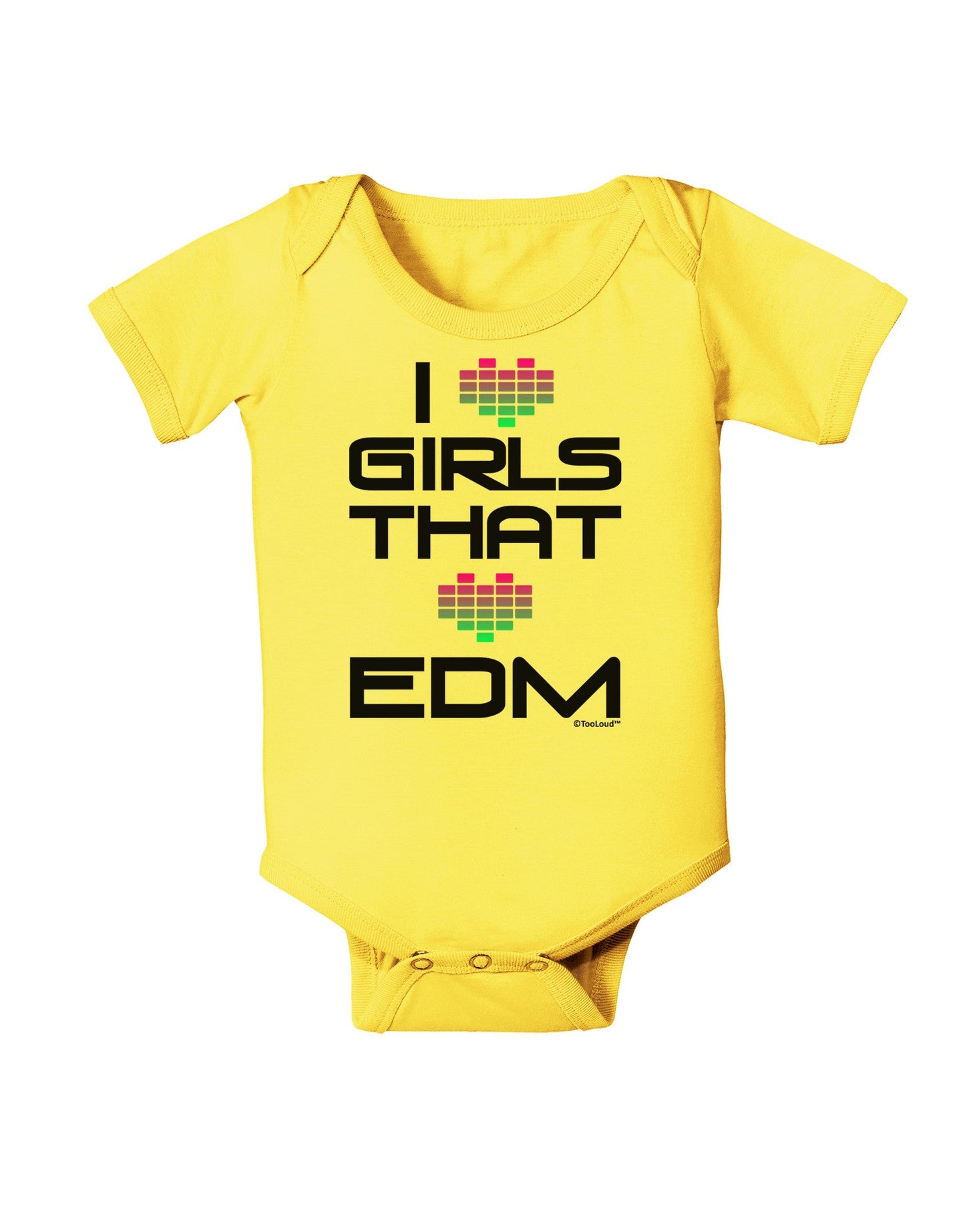I Heart Girls That Heart EDM Baby Romper Bodysuit-Baby Romper-TooLoud-Yellow-06-Months-Davson Sales