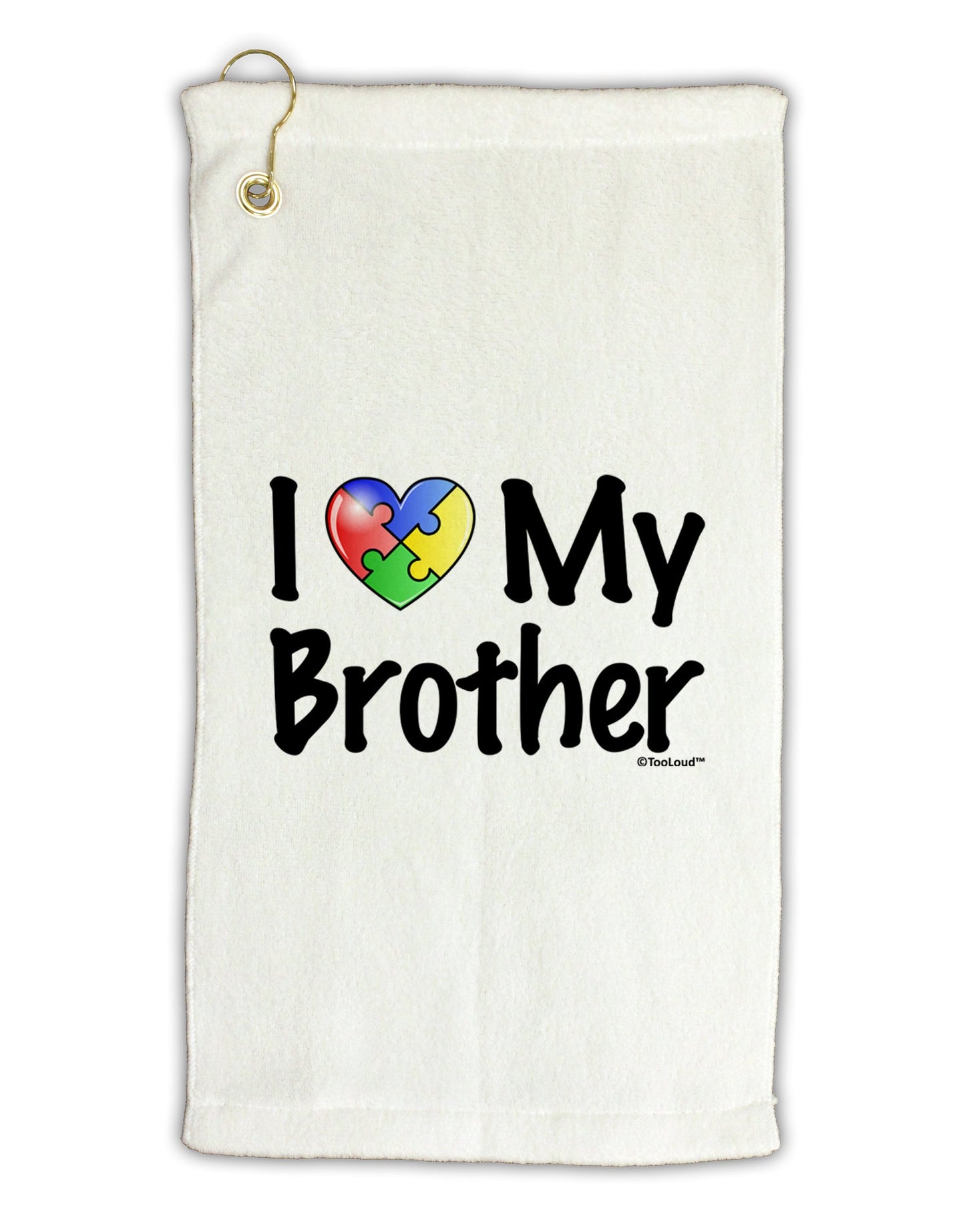 I Heart My Brother - Autism Awareness Micro Terry Gromet Golf Towel 16 x 25 inch by TooLoud-Golf Towel-TooLoud-White-Davson Sales