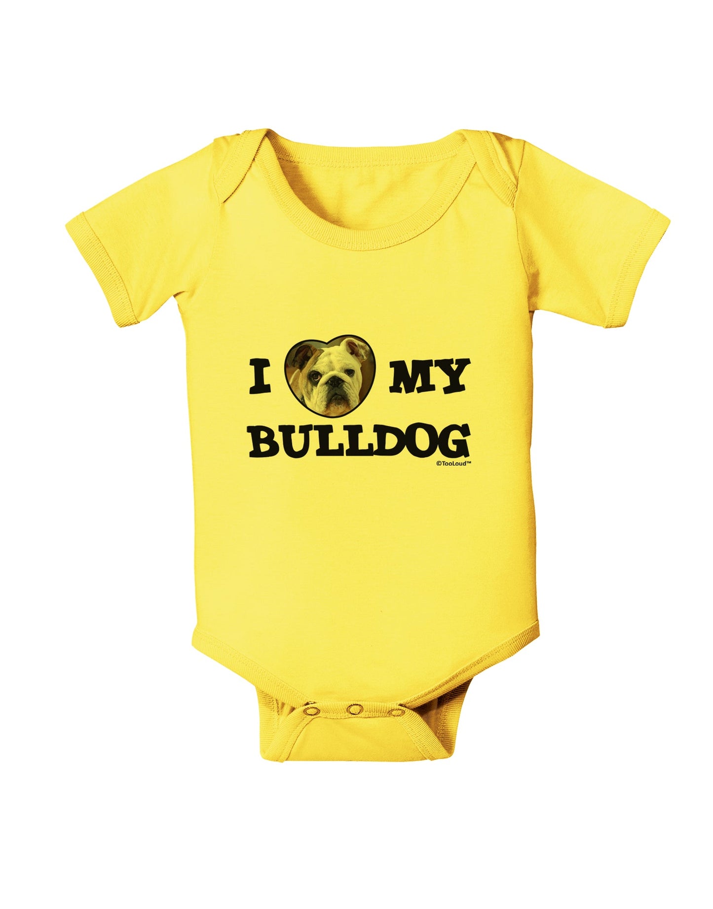 I Heart My Bulldog Baby Romper Bodysuit by TooLoud-Baby Romper-TooLoud-Yellow-06-Months-Davson Sales