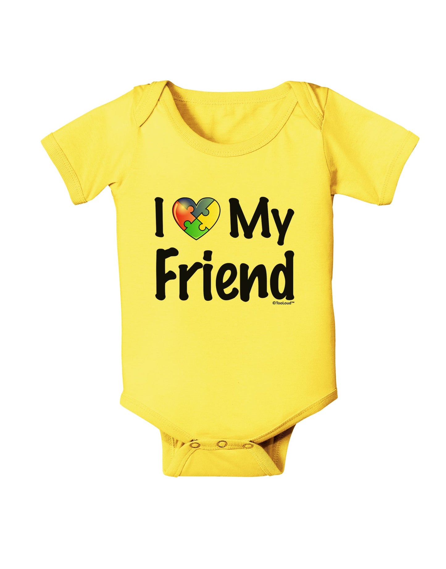 I Heart My Friend - Autism Awareness Baby Romper Bodysuit by TooLoud-Baby Romper-TooLoud-Yellow-06-Months-Davson Sales
