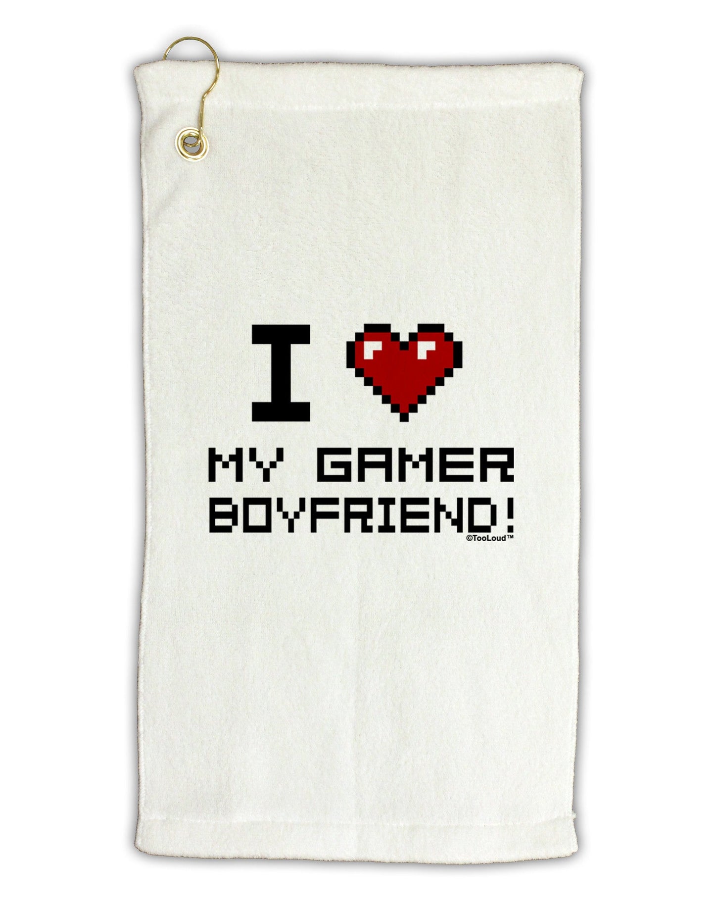 I Heart My Gamer Boyfriend Micro Terry Gromet Golf Towel 11"x19-Golf Towel-TooLoud-White-Davson Sales