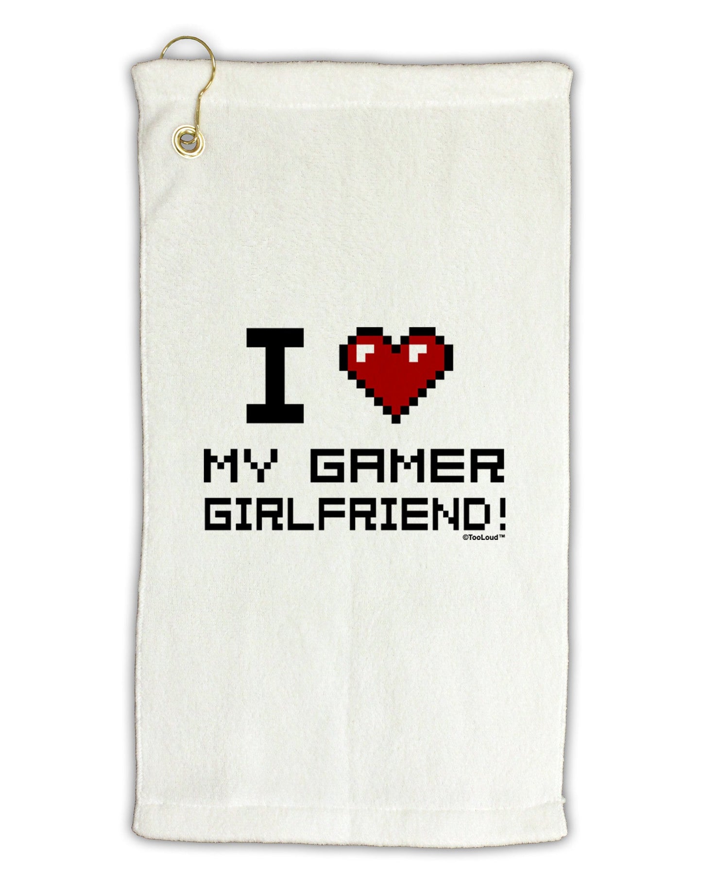 I Heart My Gamer Girlfriend Micro Terry Gromet Golf Towel 11"x19-Golf Towel-TooLoud-White-Davson Sales