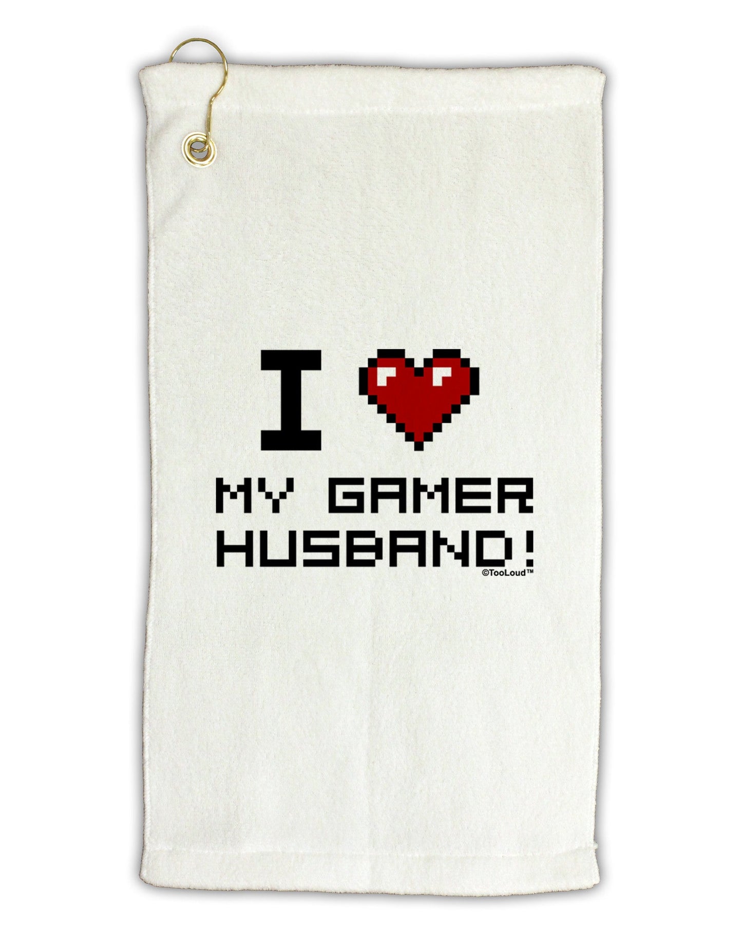 I Heart My Gamer Husband Micro Terry Gromet Golf Towel 11"x19-Golf Towel-TooLoud-White-Davson Sales