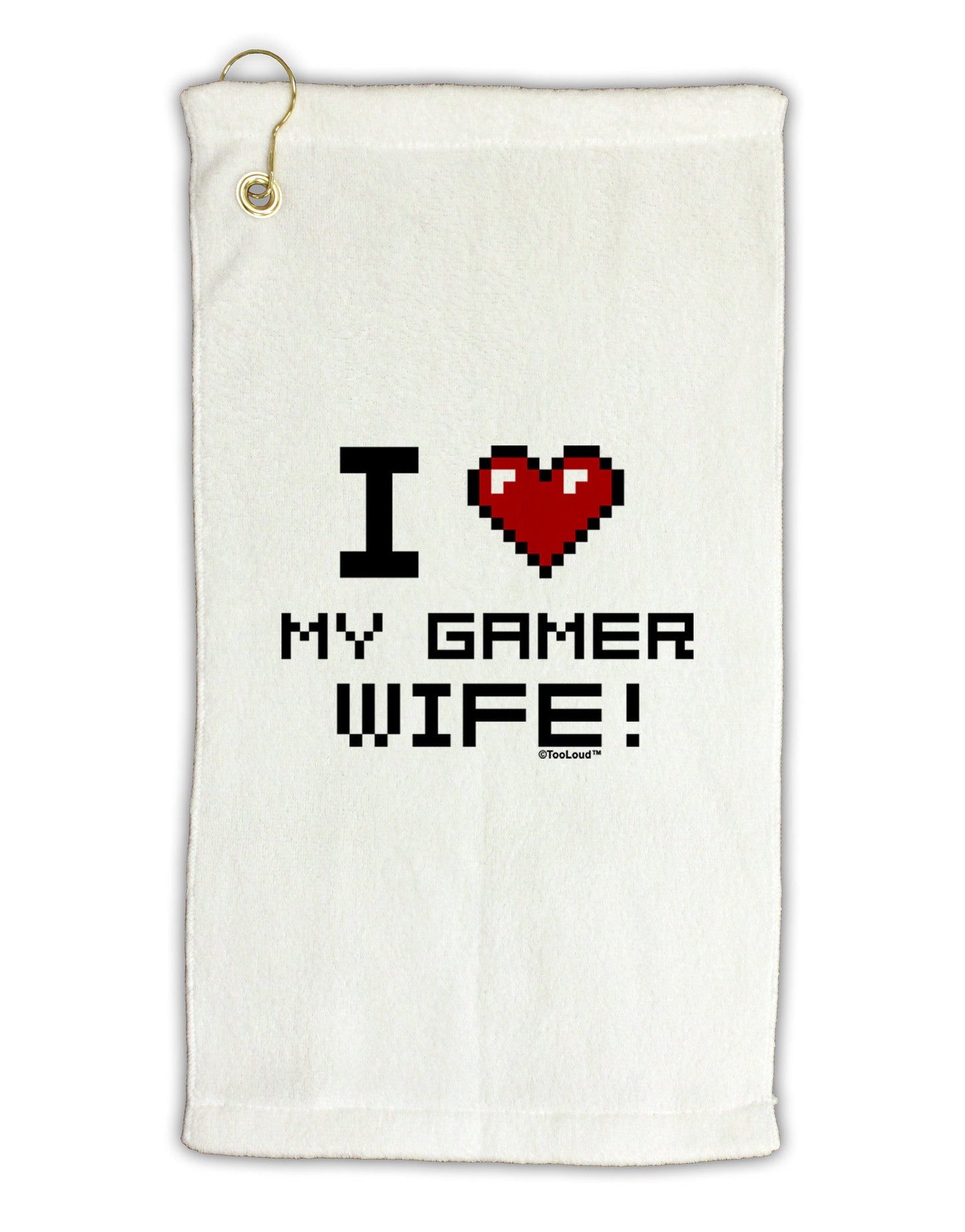 I Heart My Gamer Wife Micro Terry Gromet Golf Towel 11"x19-Golf Towel-TooLoud-White-Davson Sales