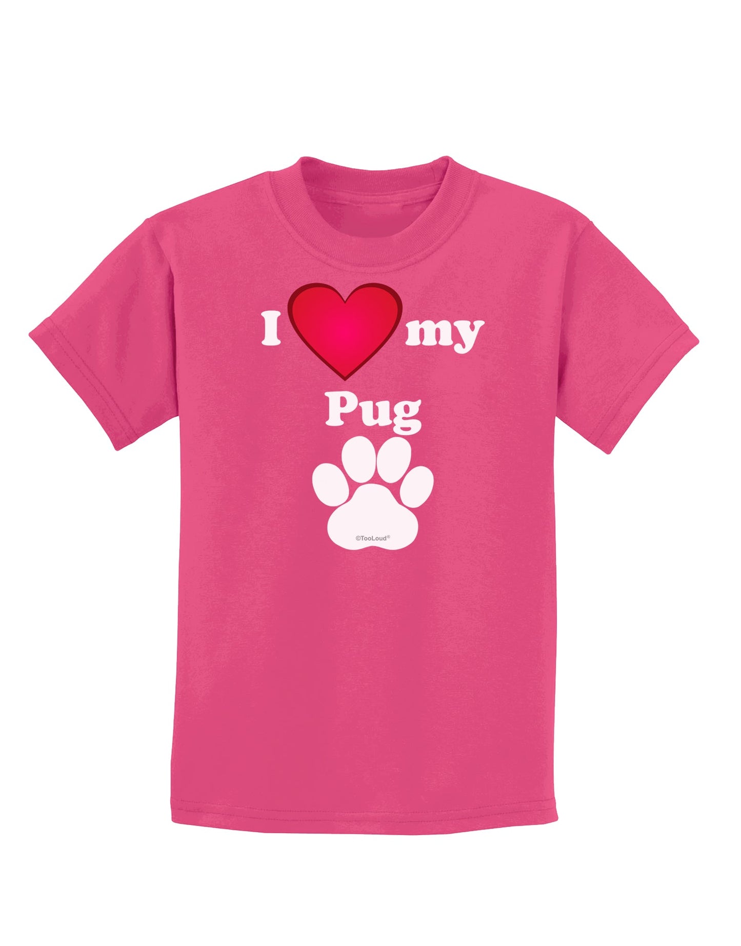 I Heart My Pug Childrens Dark T-Shirt by TooLoud-Childrens T-Shirt-TooLoud-Sangria-X-Small-Davson Sales