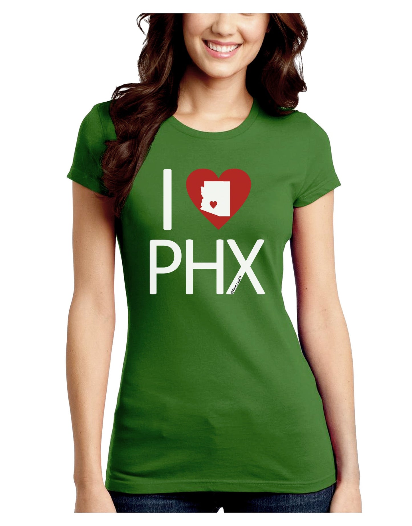 I Heart Phoenix Juniors Petite Crew Dark T-Shirt-T-Shirts Juniors Tops-TooLoud-Kiwi-Green-Juniors Fitted Small-Davson Sales