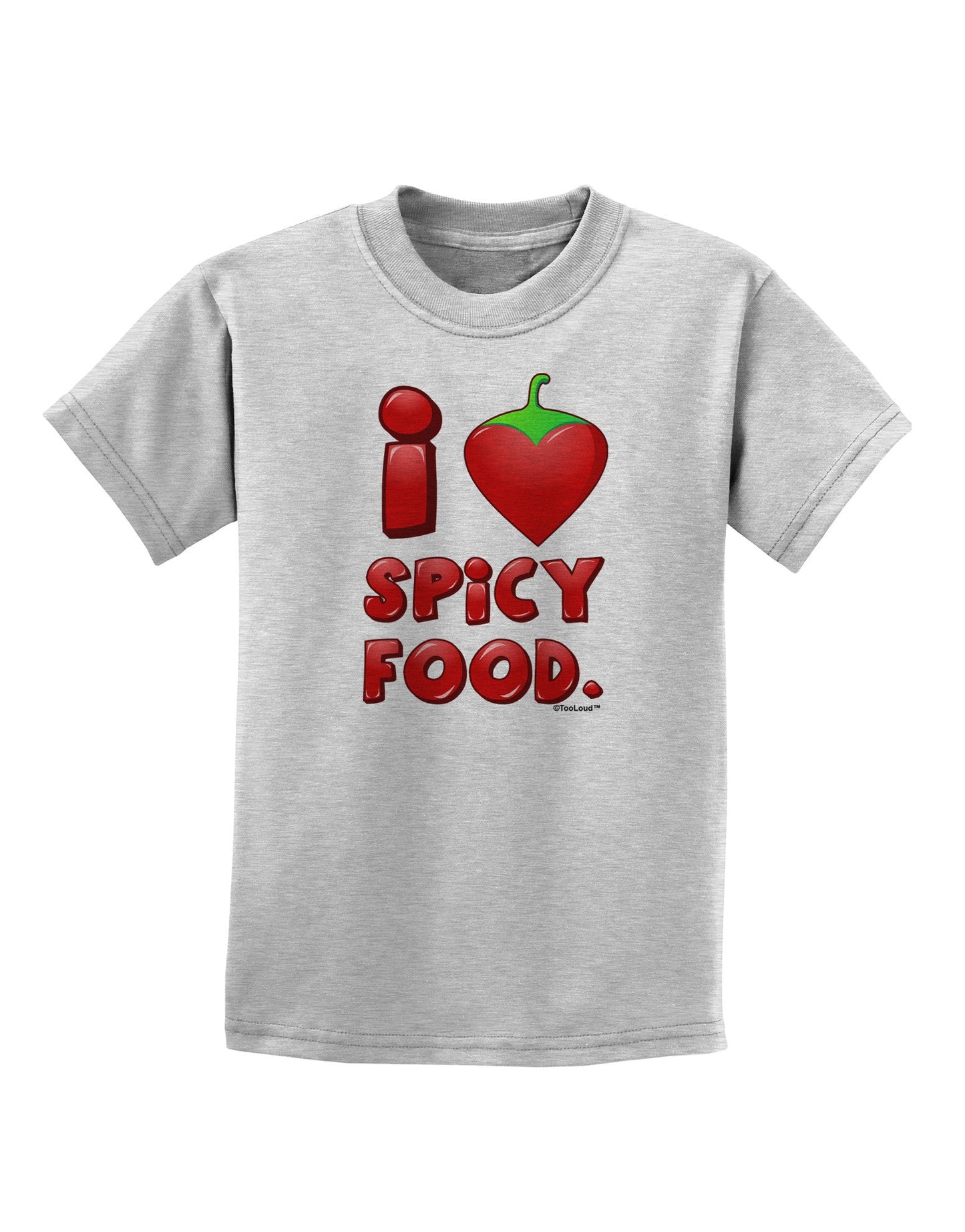 I Heart Spicy Food Childrens T-Shirt-Childrens T-Shirt-TooLoud-AshGray-X-Small-Davson Sales