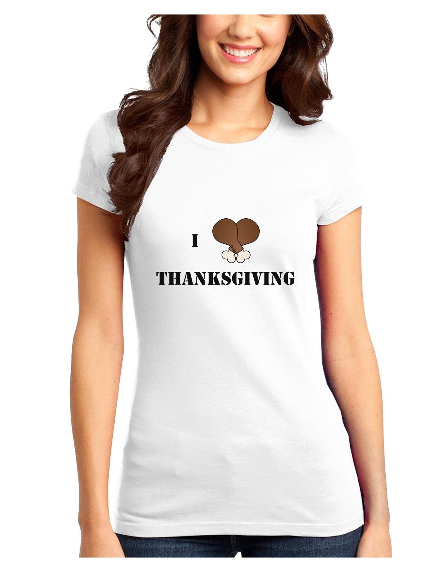 I Heart Thanksgiving Turkey Leg Juniors T-Shirt-Womens Juniors T-Shirt-TooLoud-White-Juniors Fitted XS-Davson Sales