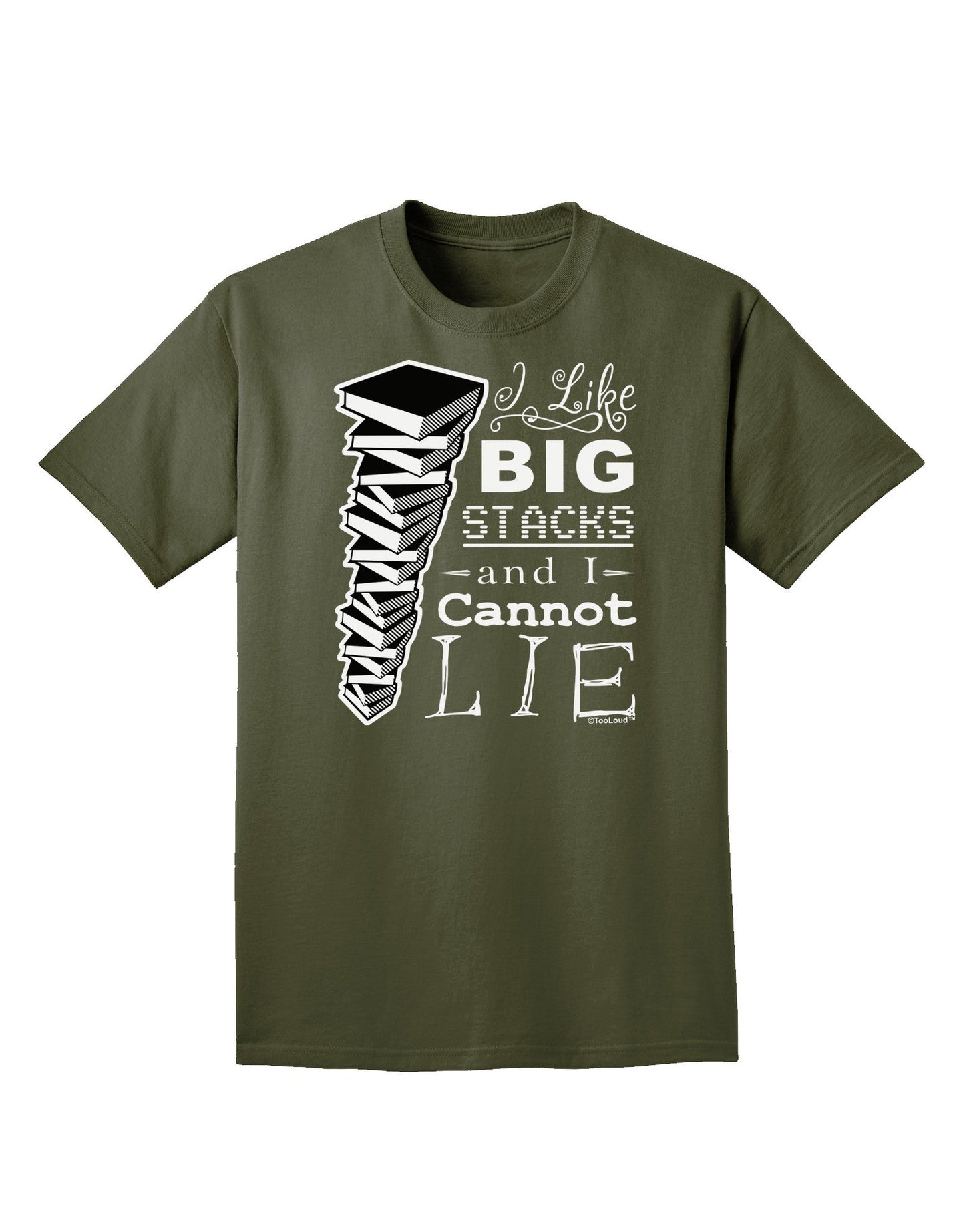 I Like Big Stacks -of books- Adult Dark T-Shirt-Mens T-Shirt-TooLoud-Military-Green-Small-Davson Sales