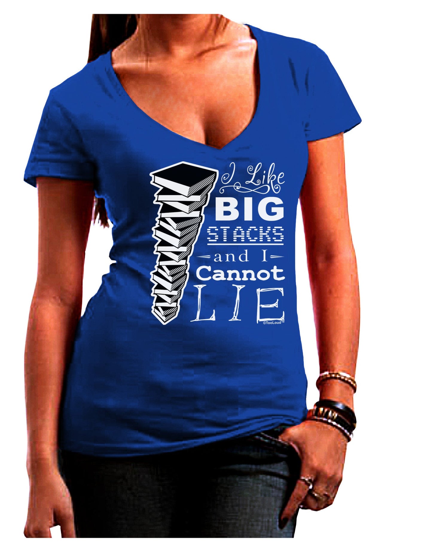 I Like Big Stacks -of books- Womens V-Neck Dark T-Shirt-Womens V-Neck T-Shirts-TooLoud-Royal-Blue-Juniors Fitted Small-Davson Sales
