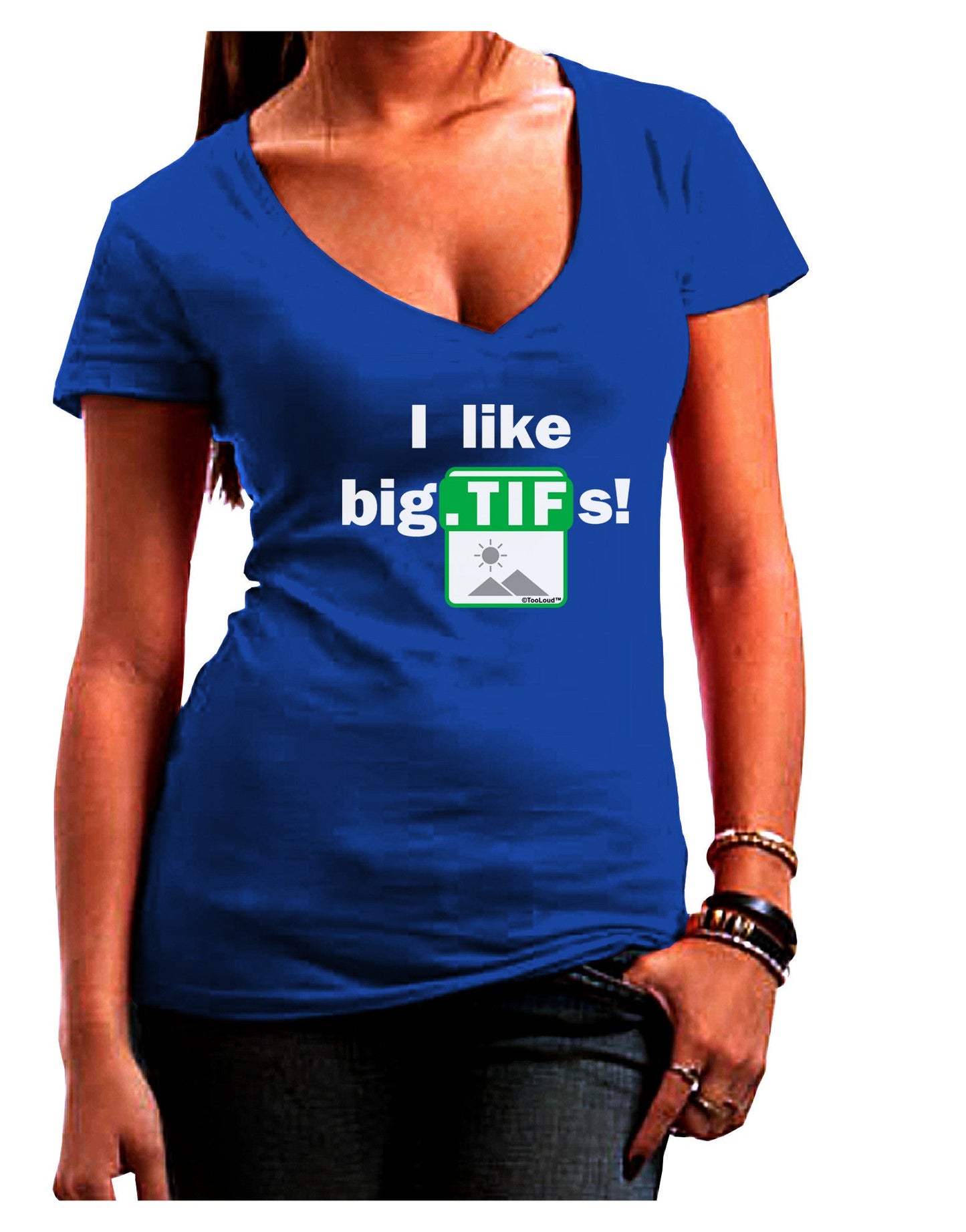 I Like Big Tifs Womens V-Neck Dark T-Shirt-Womens V-Neck T-Shirts-TooLoud-Royal-Blue-Juniors Fitted Small-Davson Sales