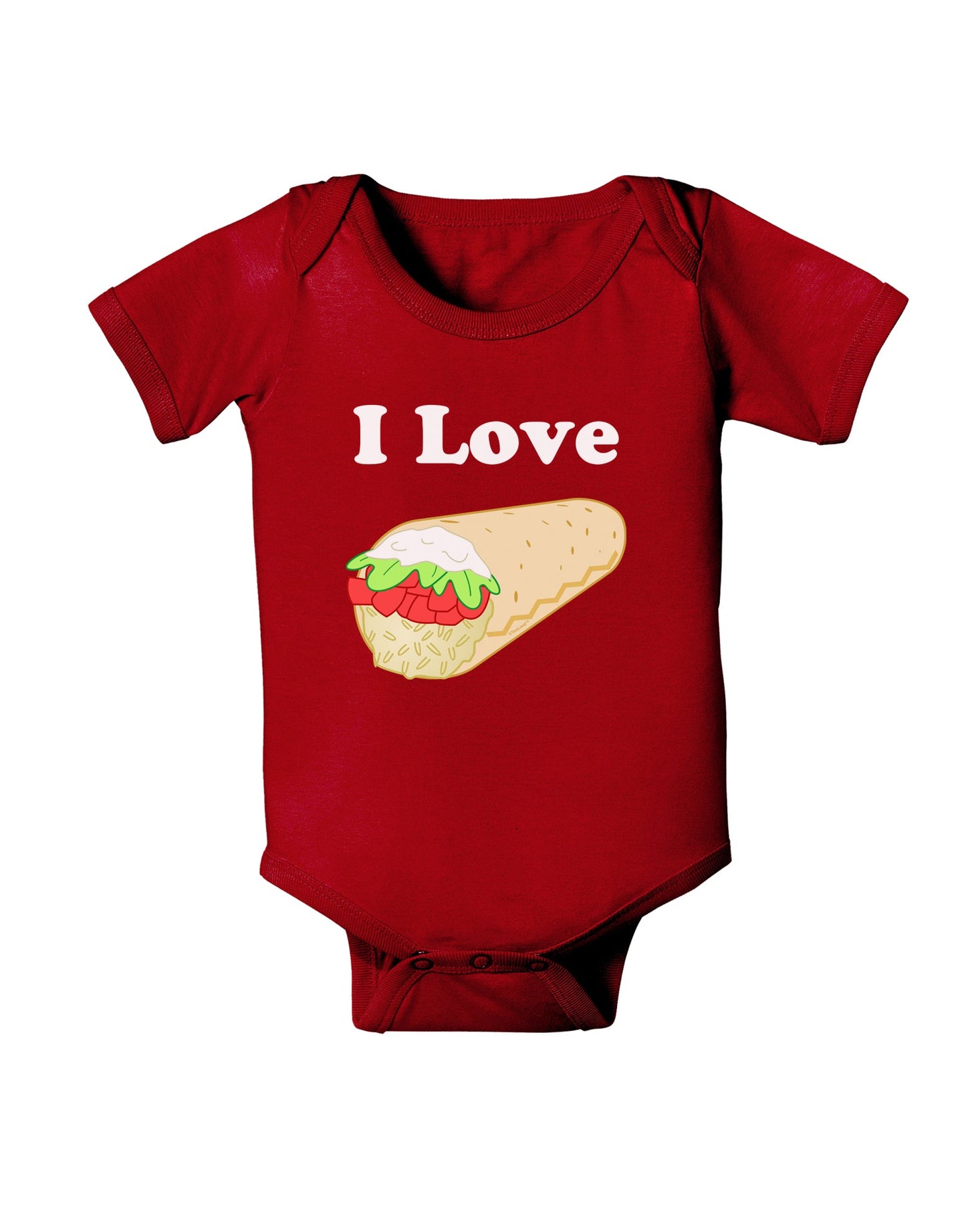 I Love Burritos - Funny Food Baby Romper Bodysuit Dark-Baby Romper-TooLoud-Red-06-Months-Davson Sales