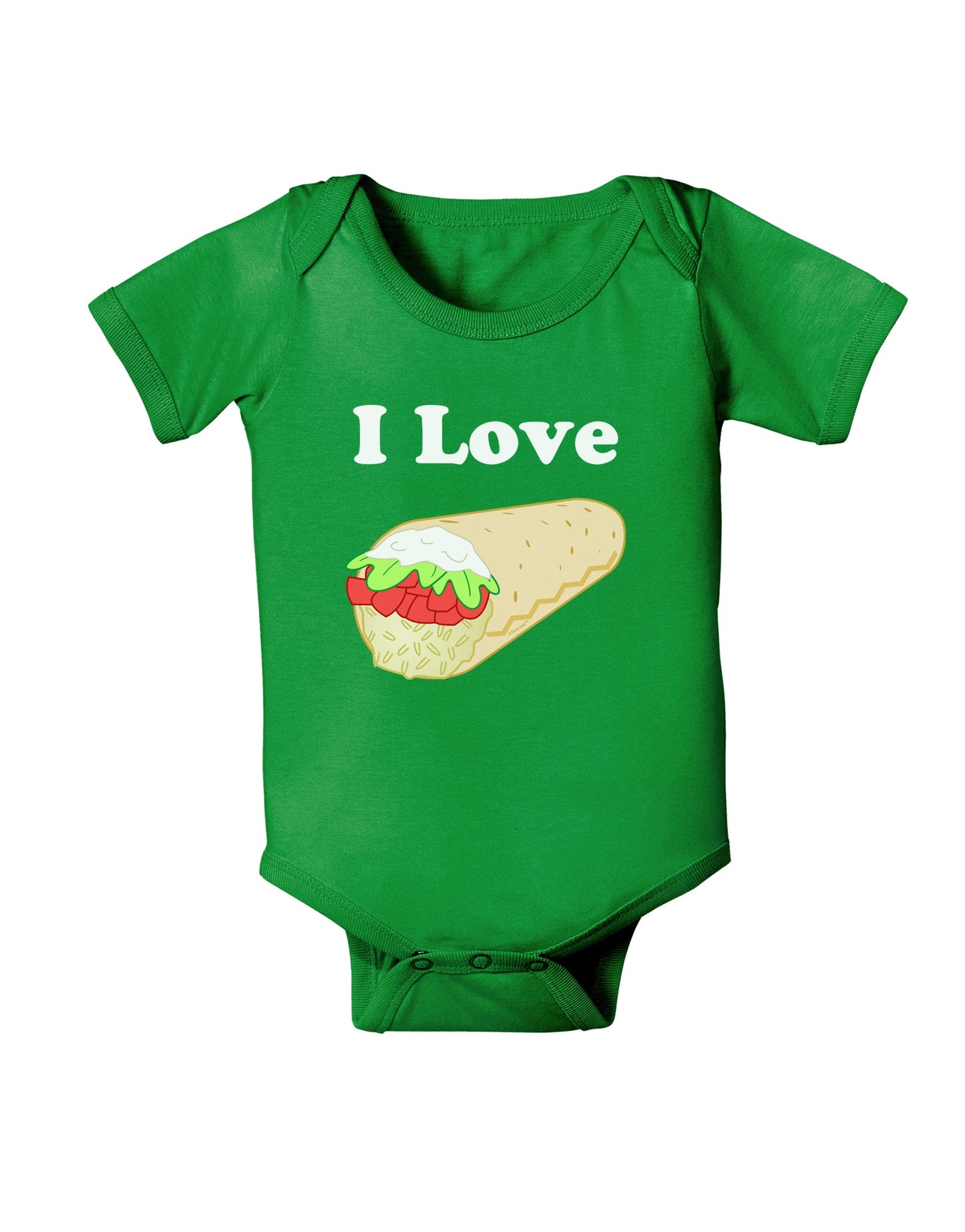 I Love Burritos - Funny Food Baby Romper Bodysuit Dark-Baby Romper-TooLoud-Clover-Green-06-Months-Davson Sales