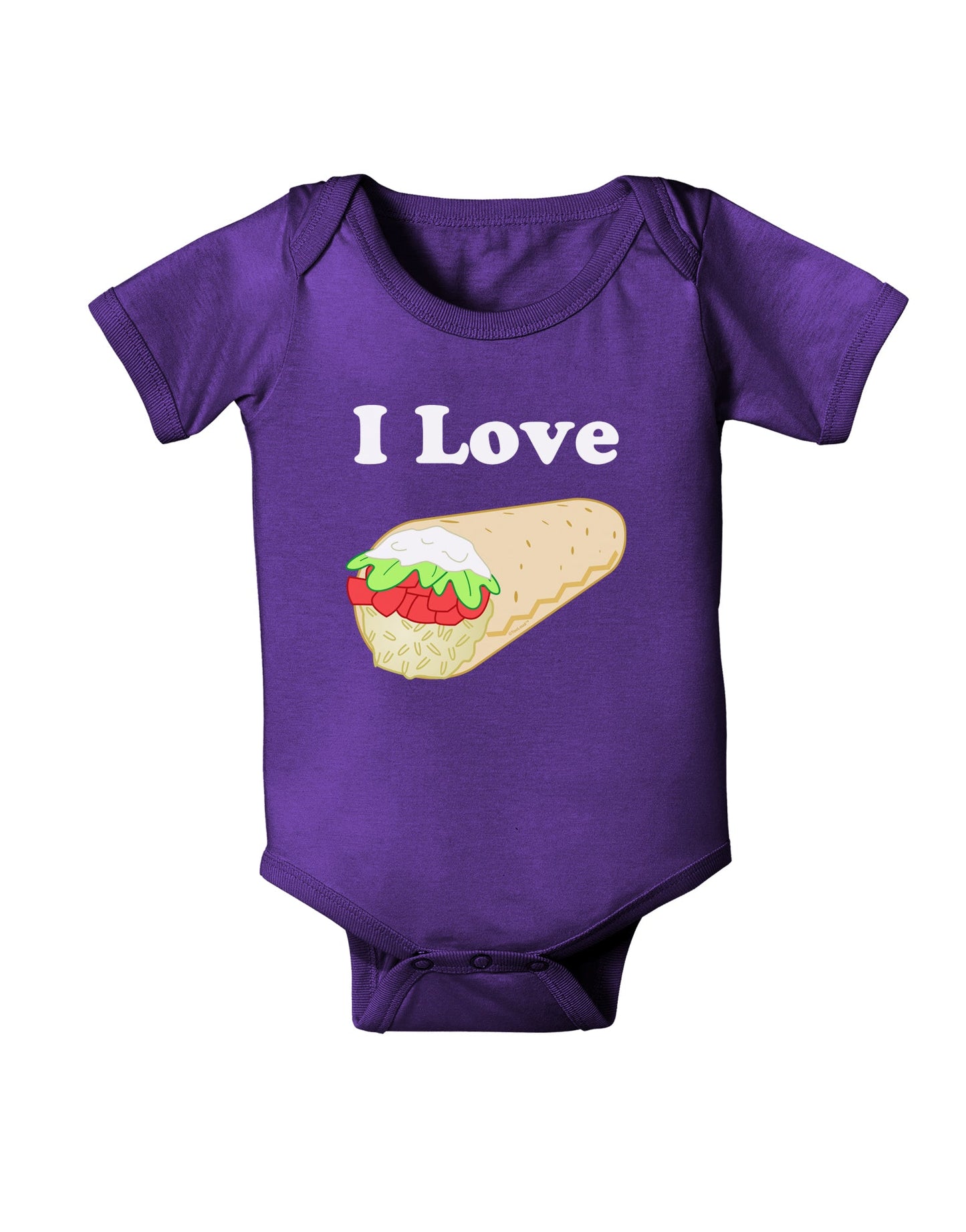 I Love Burritos - Funny Food Baby Romper Bodysuit Dark-Baby Romper-TooLoud-Purple-06-Months-Davson Sales