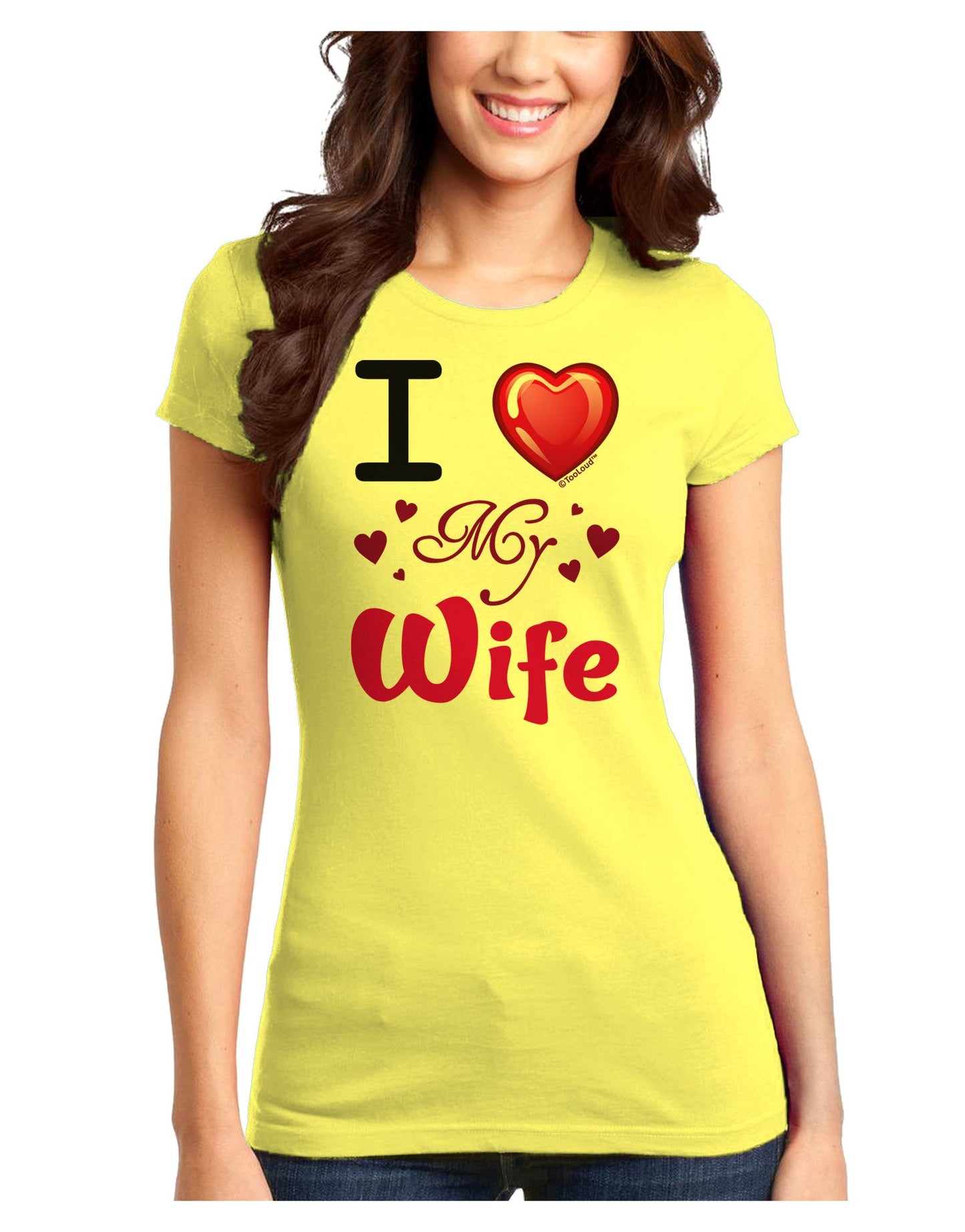 I Love Heart My Wife Juniors T-Shirt-Womens Juniors T-Shirt-TooLoud-Yellow-Juniors Fitted X-Small-Davson Sales