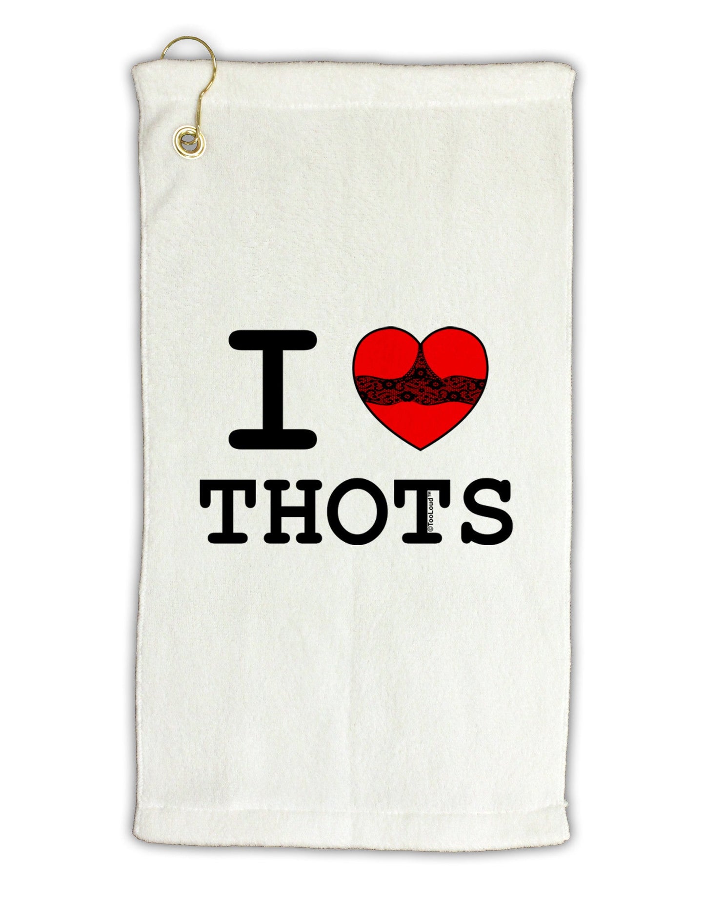 I Love Heart THOTS Micro Terry Gromet Golf Towel 11"x19-Golf Towel-TooLoud-White-Davson Sales