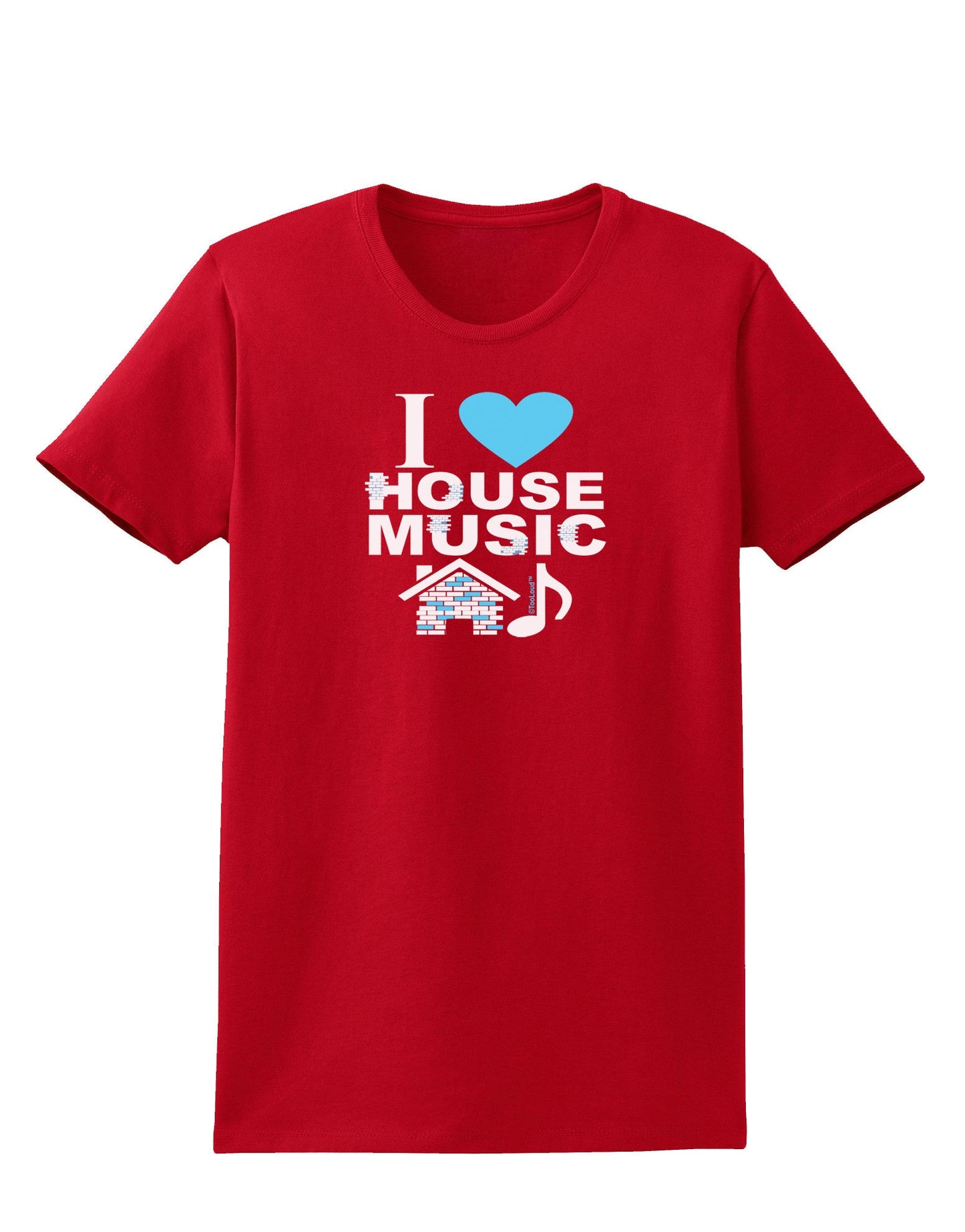 I Love House Blue Womens Dark T-Shirt-TooLoud-Red-X-Small-Davson Sales