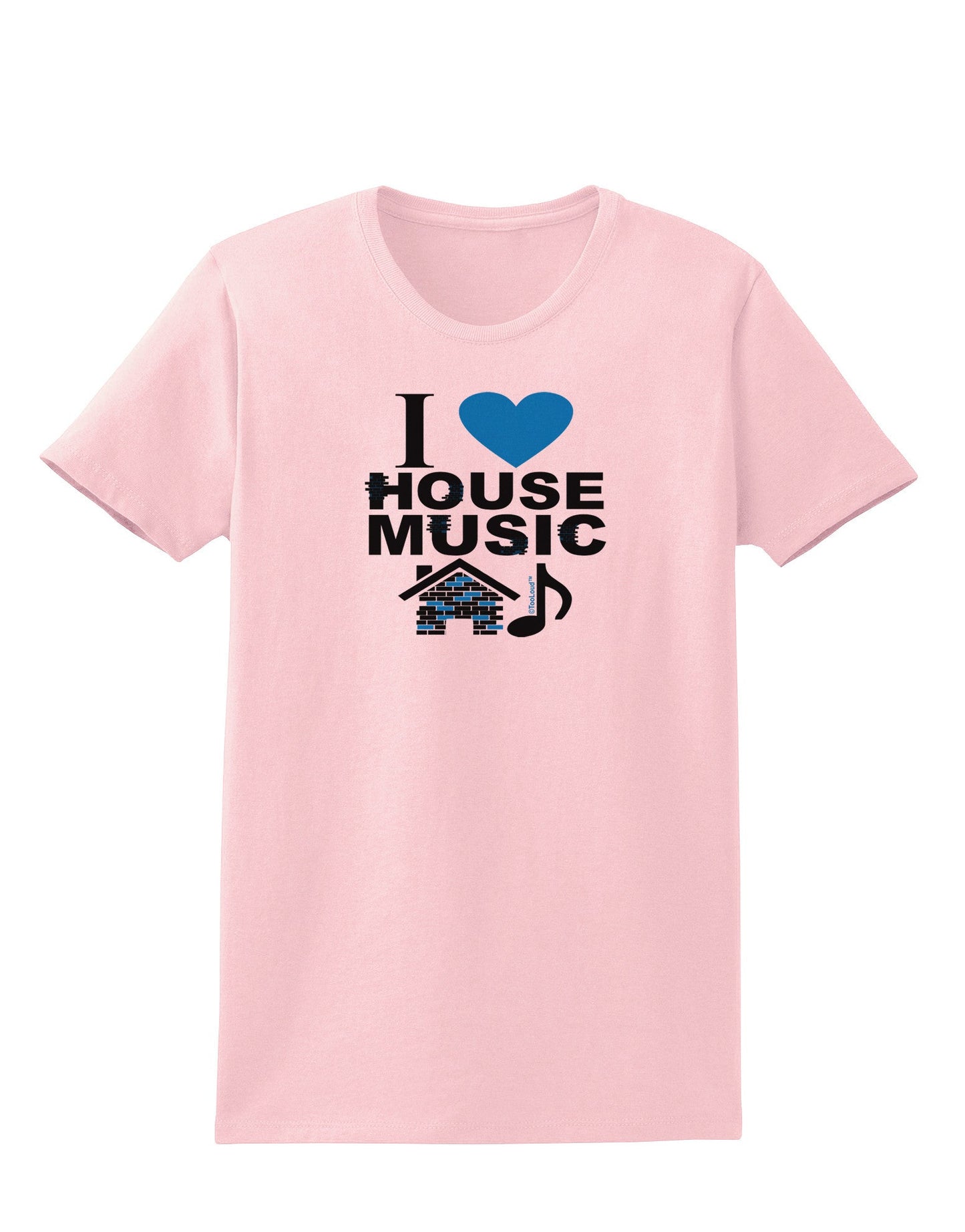 I Love House Blue Womens T-Shirt-Womens T-Shirt-TooLoud-PalePink-X-Small-Davson Sales