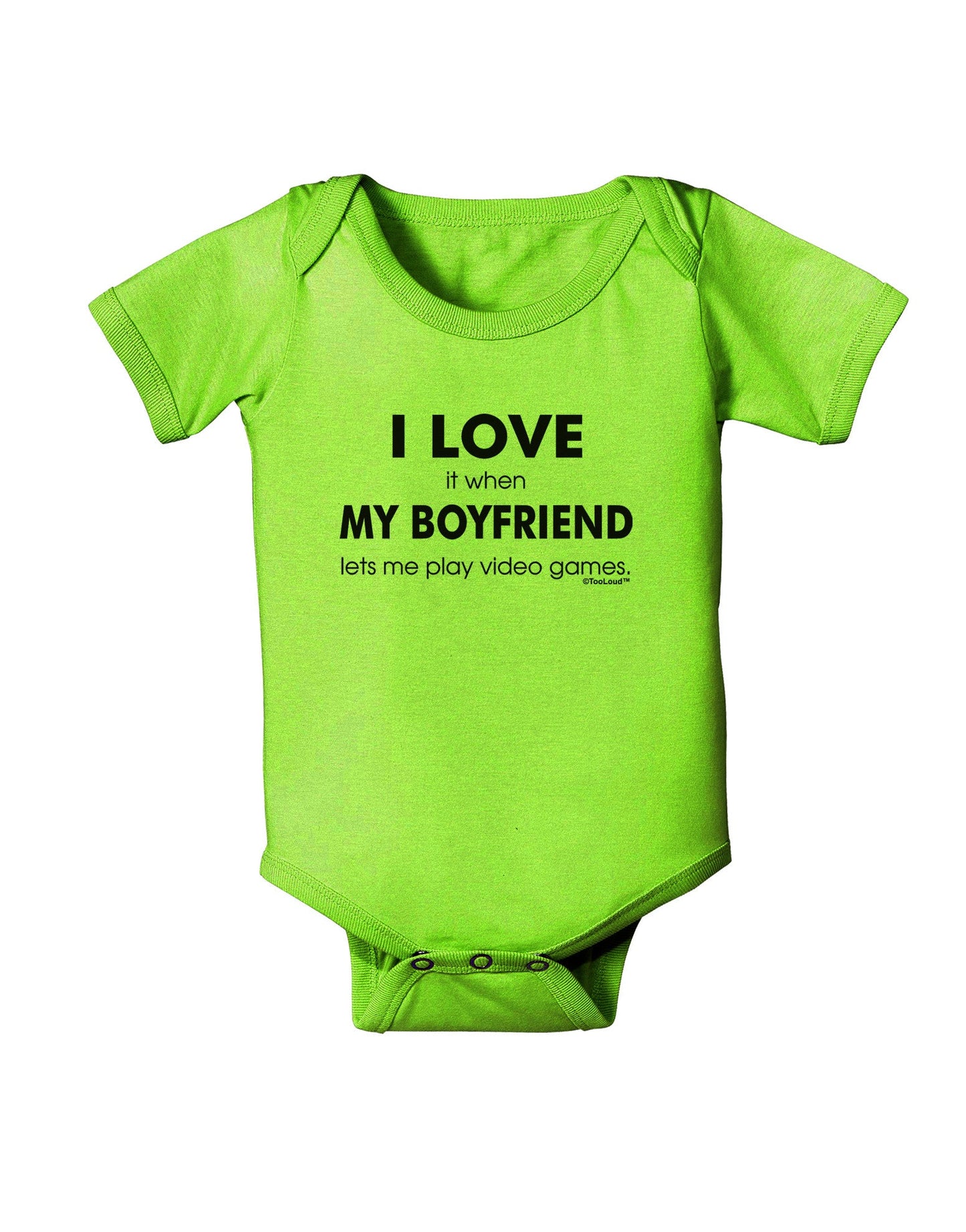 I Love My Boyfriend Videogames Baby Romper Bodysuit-Baby Romper-TooLoud-Lime-06-Months-Davson Sales