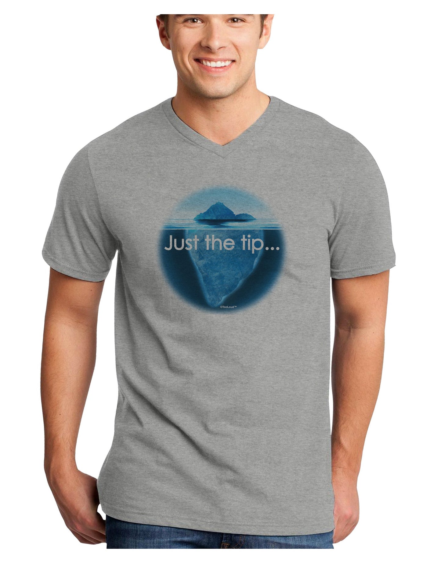 Iceberg Just the Tip Adult V-Neck T-shirt-Mens V-Neck T-Shirt-TooLoud-HeatherGray-Small-Davson Sales