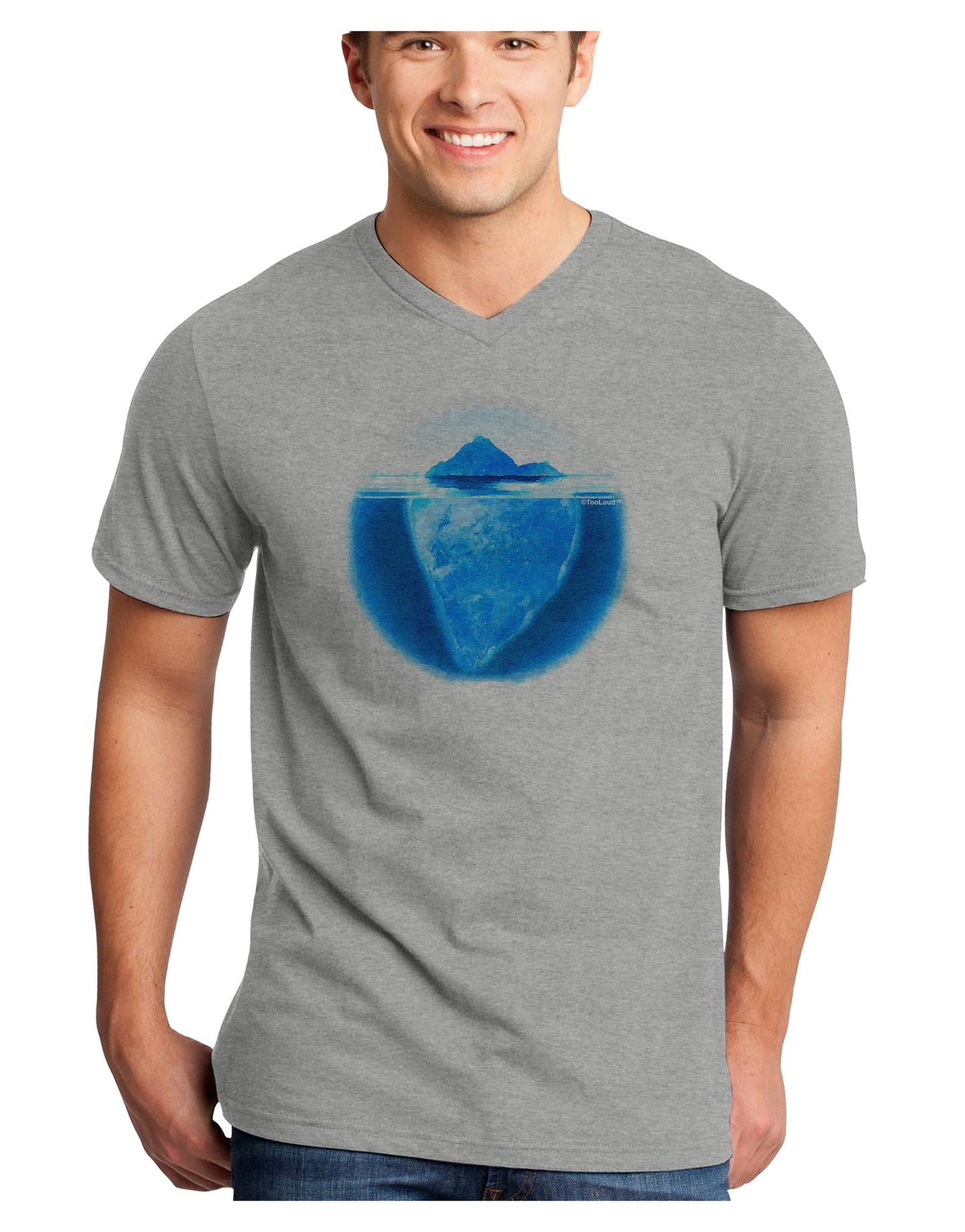 Iceberg Watercolor Adult V-Neck T-shirt-Mens V-Neck T-Shirt-TooLoud-HeatherGray-Small-Davson Sales