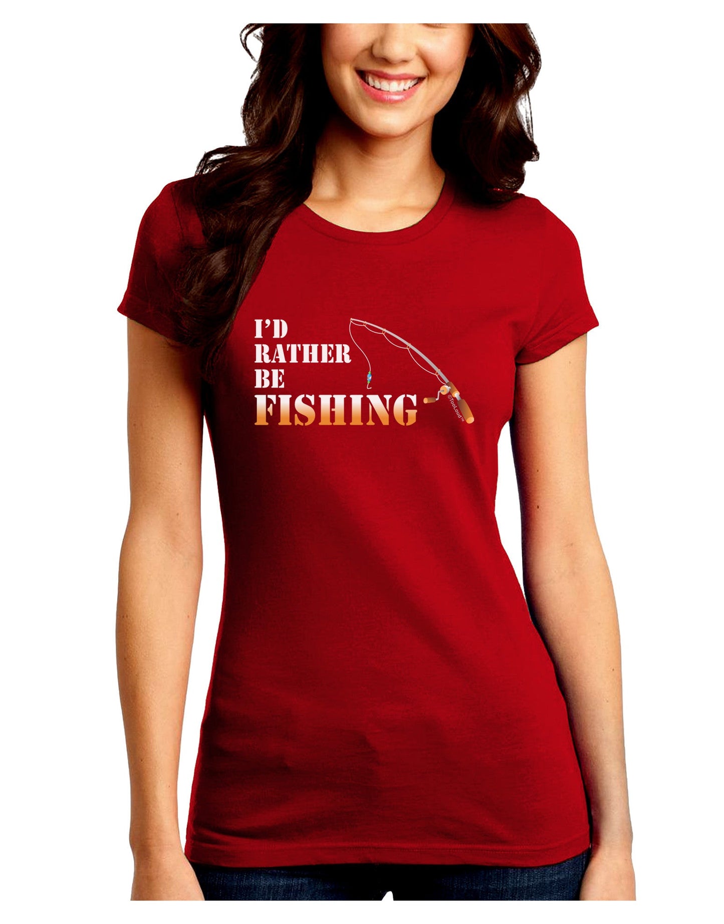 I'd Rather Be Fishing Juniors Petite Crew Dark T-Shirt-T-Shirts Juniors Tops-TooLoud-Red-Juniors Fitted Small-Davson Sales