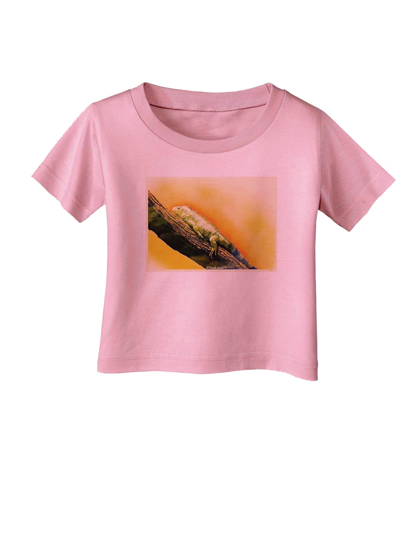 Iguana Watercolor Infant T-Shirt-Infant T-Shirt-TooLoud-Candy-Pink-06-Months-Davson Sales