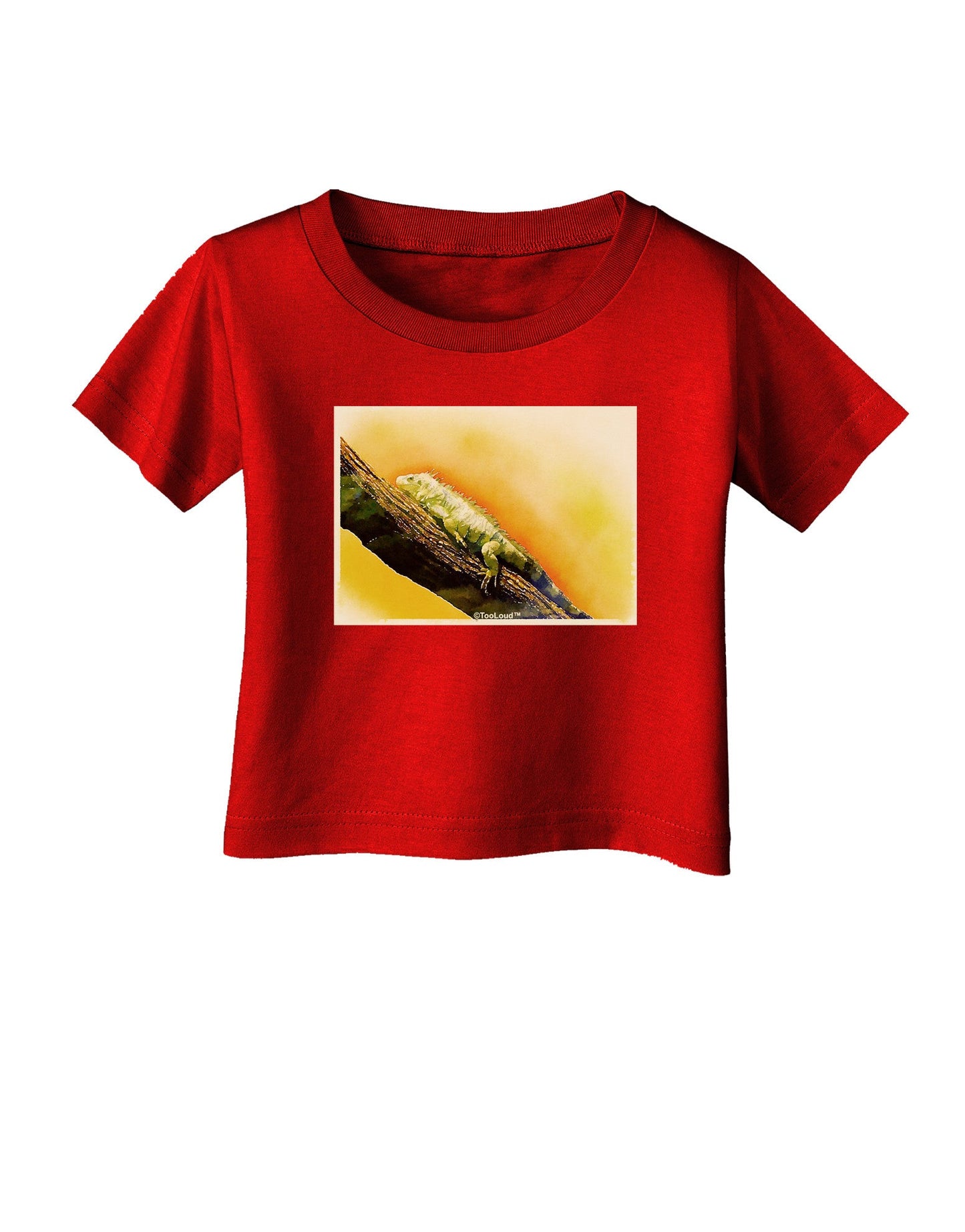 Iguana Watercolor Infant T-Shirt Dark-Infant T-Shirt-TooLoud-Red-06-Months-Davson Sales
