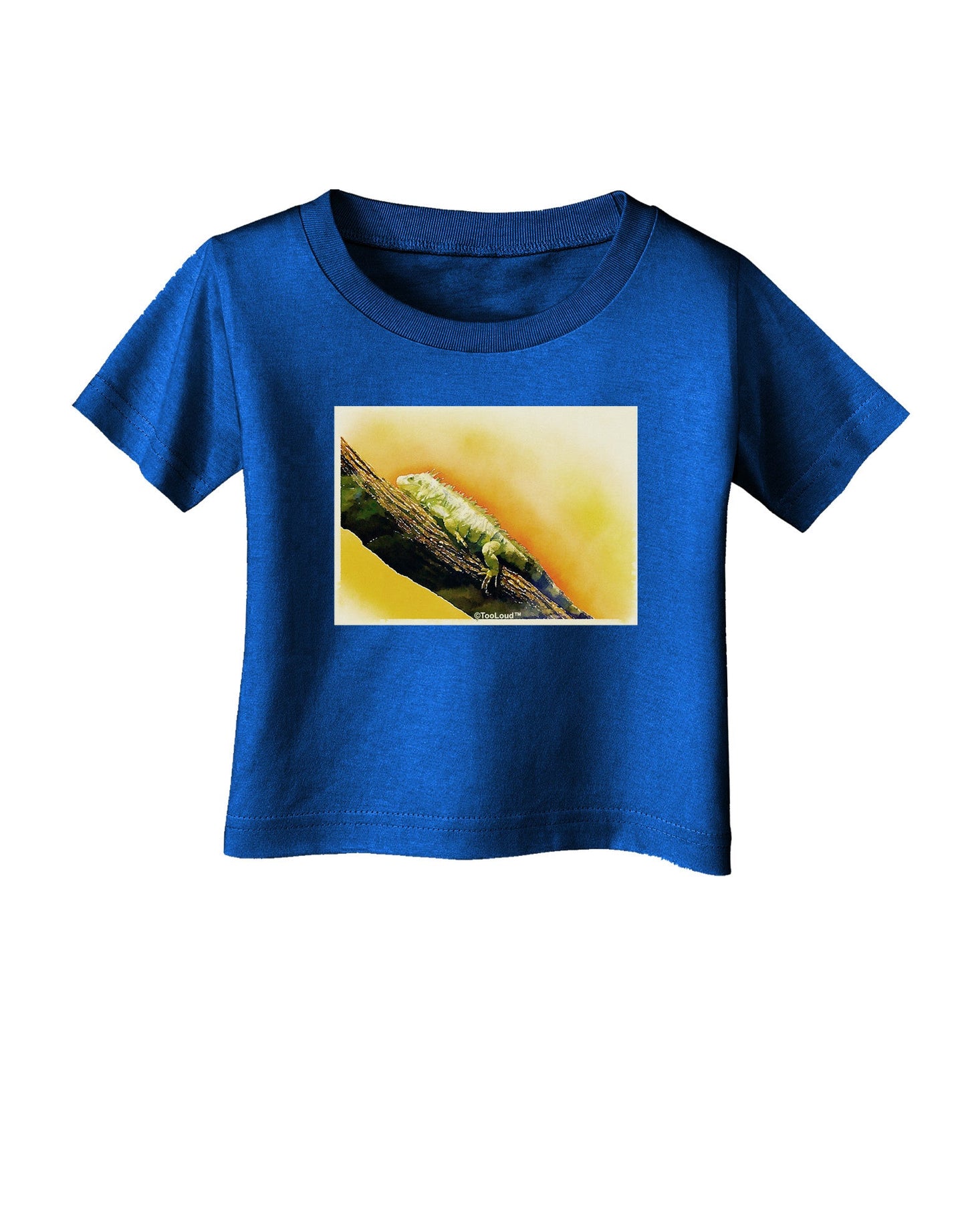 Iguana Watercolor Infant T-Shirt Dark-Infant T-Shirt-TooLoud-Royal-Blue-06-Months-Davson Sales