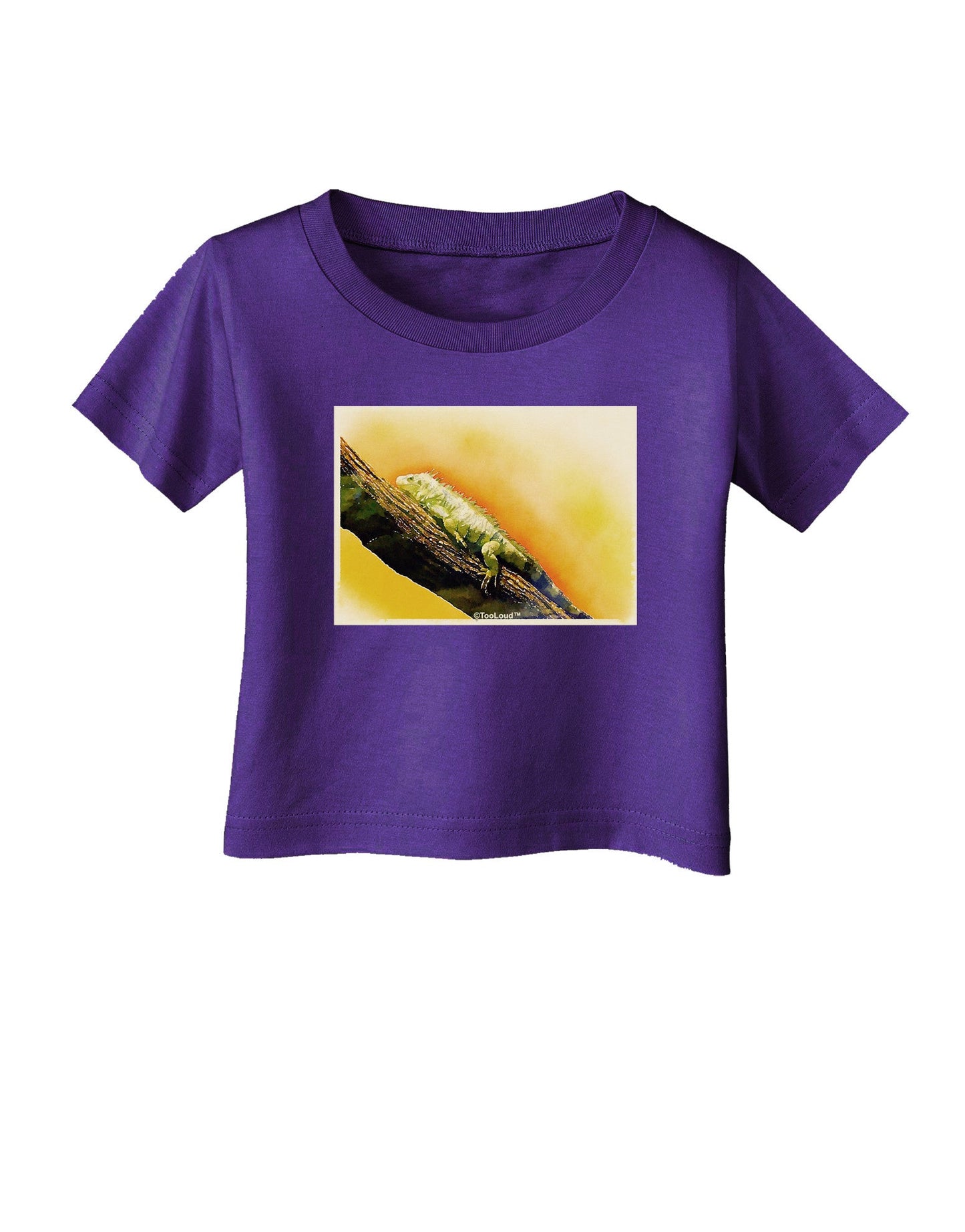 Iguana Watercolor Infant T-Shirt Dark-Infant T-Shirt-TooLoud-Purple-06-Months-Davson Sales