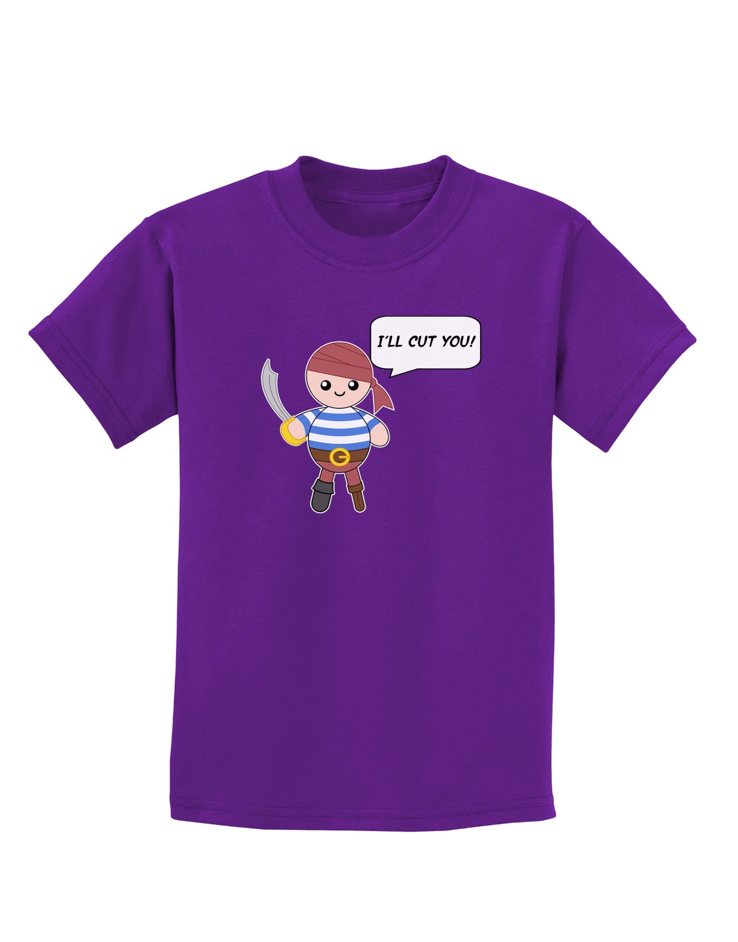 I'll Cut You - Petey the Pirate Childrens Dark T-Shirt-Childrens T-Shirt-TooLoud-Purple-X-Small-Davson Sales
