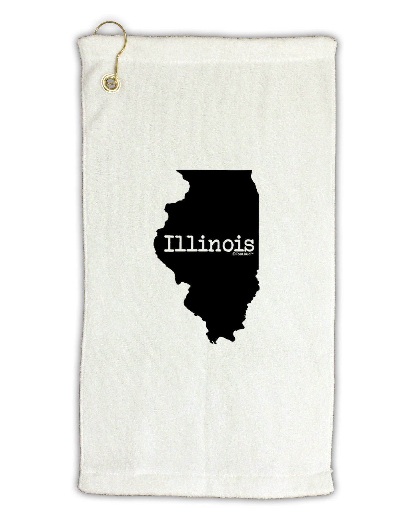 Illinois - United States Shape Micro Terry Gromet Golf Towel 11"x19-Golf Towel-TooLoud-White-Davson Sales