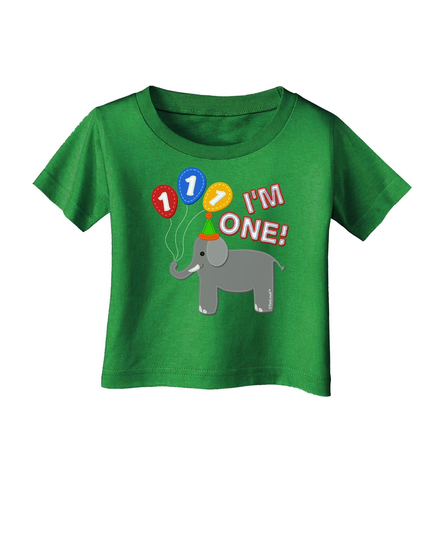 I'm One Cute 1st Birthday Elephant Infant T-Shirt Dark-Infant T-Shirt-TooLoud-Clover-Green-06-Months-Davson Sales