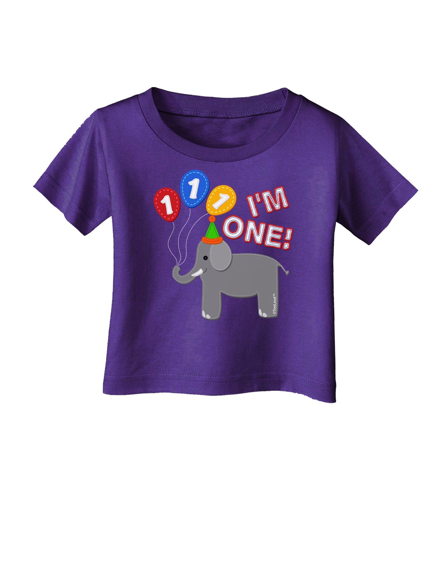 I'm One Cute 1st Birthday Elephant Infant T-Shirt Dark-Infant T-Shirt-TooLoud-Purple-06-Months-Davson Sales