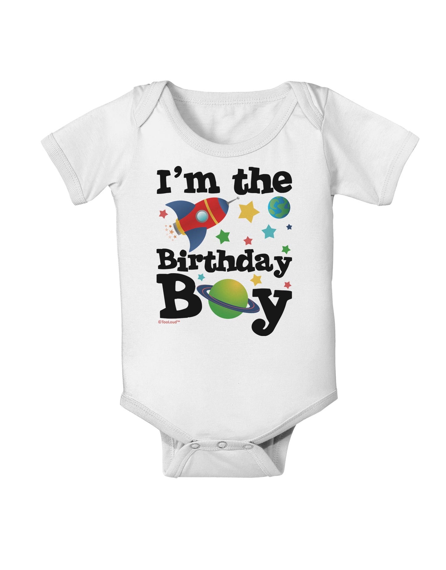 I'm the Birthday Boy - Outer Space Design Baby Romper Bodysuit by TooLoud-Baby Romper-TooLoud-White-06-Months-Davson Sales