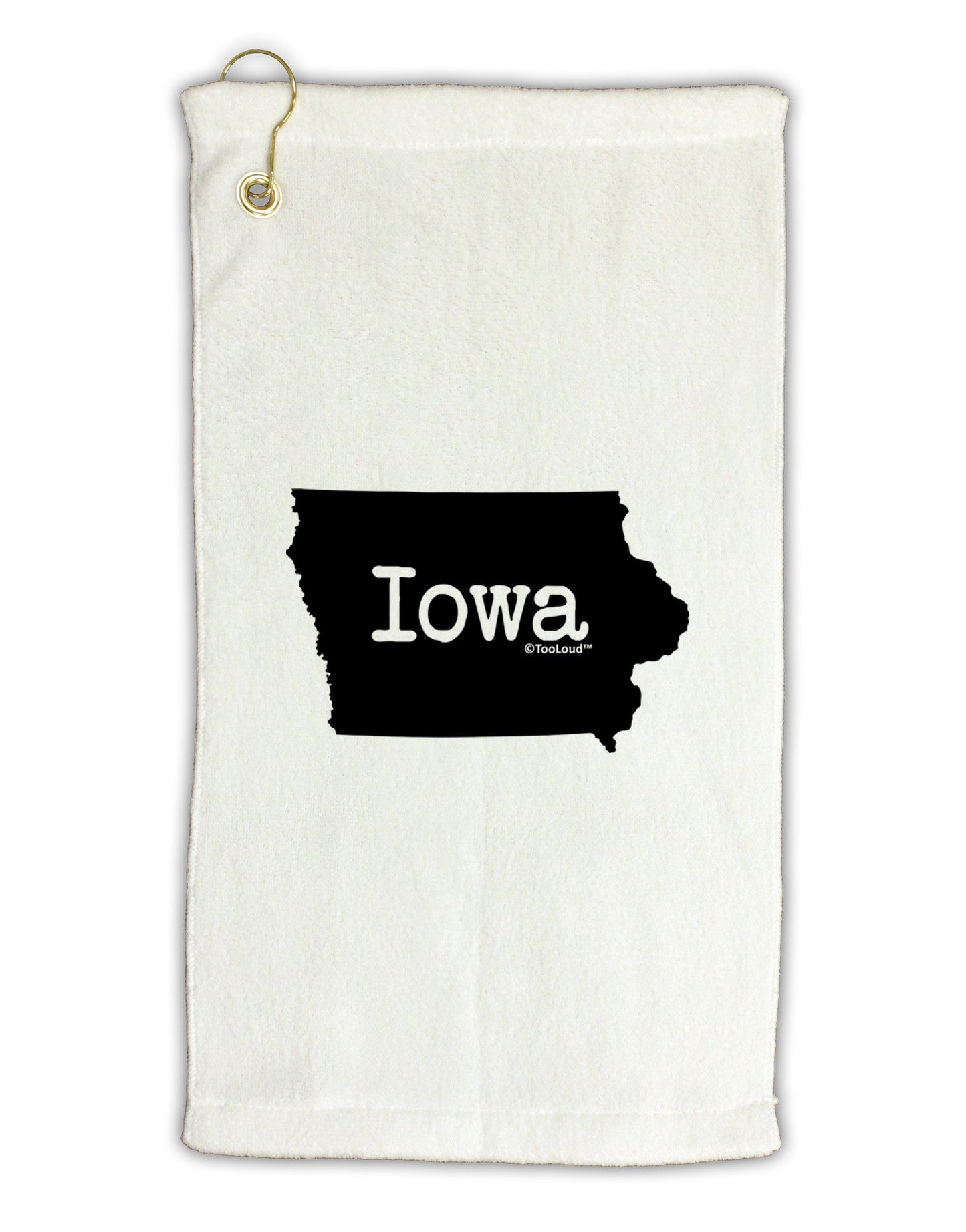 Iowa - United States Shape Micro Terry Gromet Golf Towel 11"x19-Golf Towel-TooLoud-White-Davson Sales