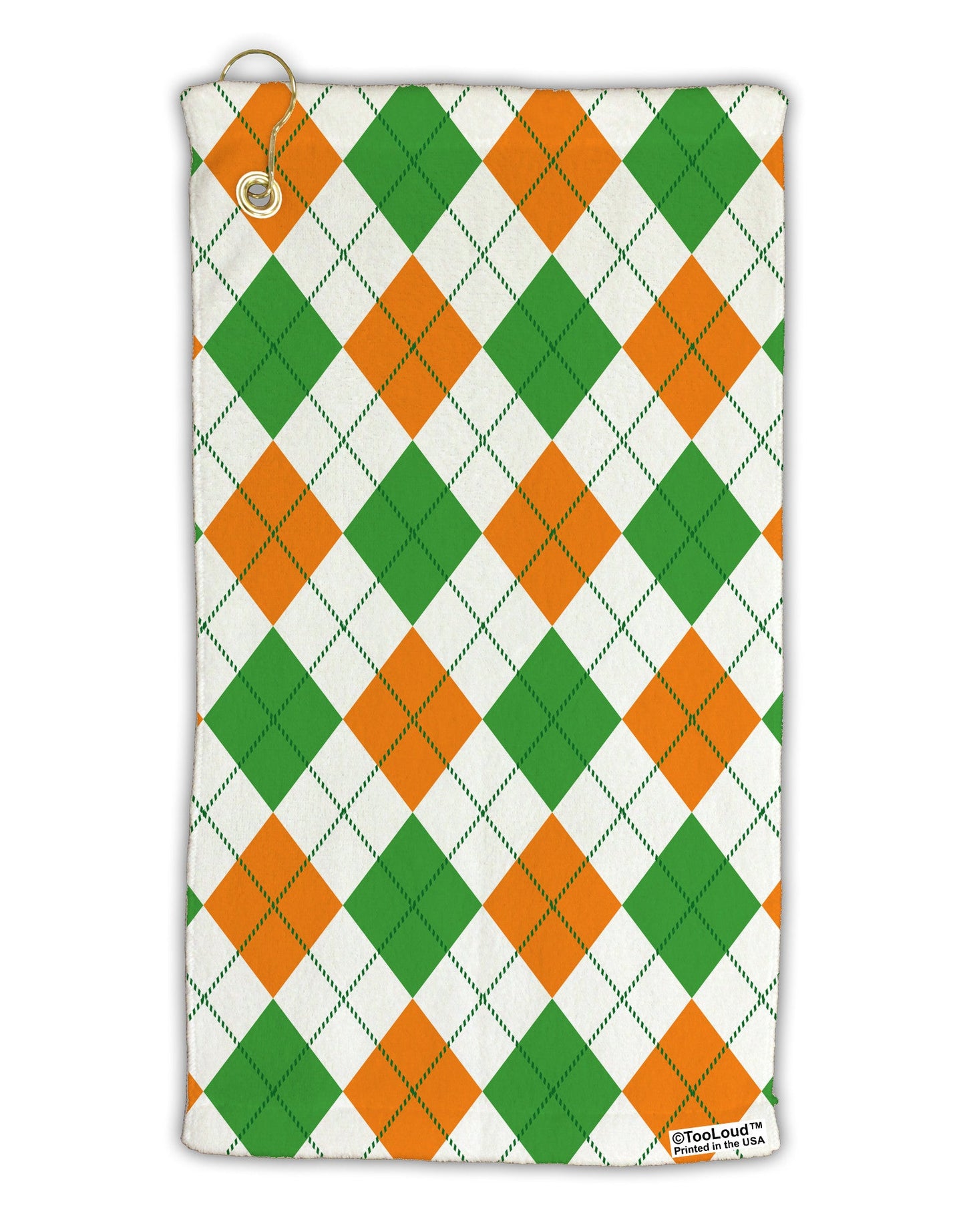 Irish Colors Argyle Pattern Micro Terry Gromet Golf Towel 15 x 22 Inch All Over Print-Golf Towel-TooLoud-White-Davson Sales