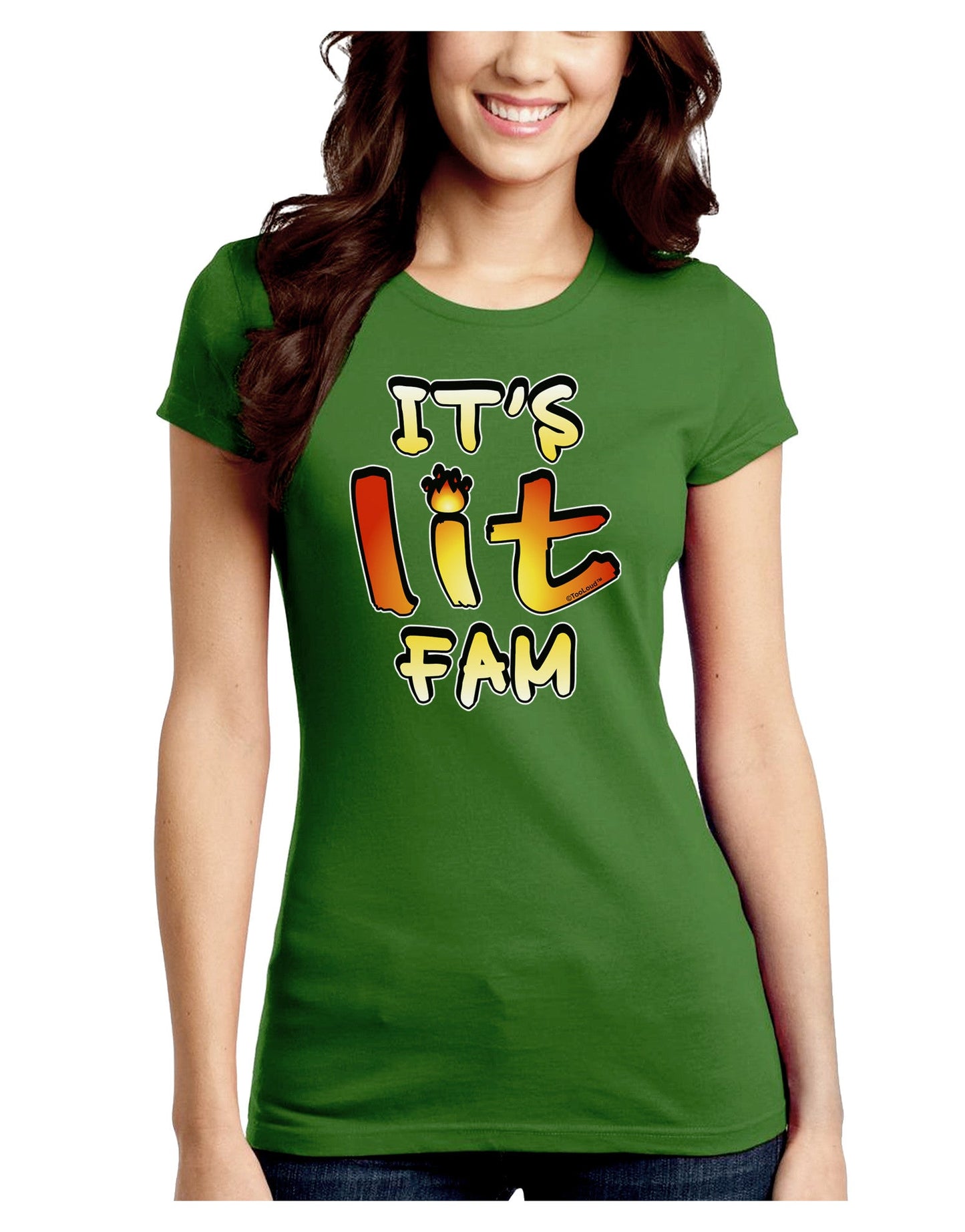 It's Lit Fam Juniors Petite Crew Dark T-Shirt-T-Shirts Juniors Tops-TooLoud-Kiwi-Green-Juniors Fitted Small-Davson Sales